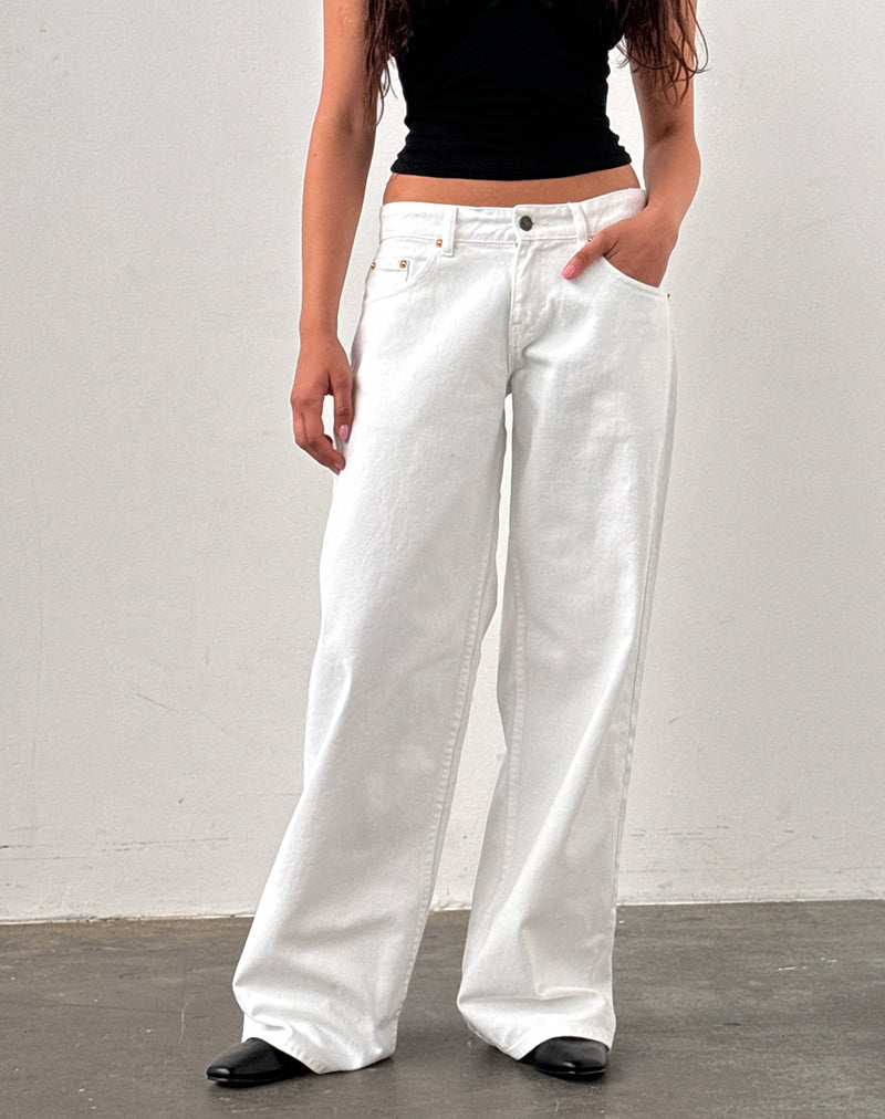 Low Rise Roomy Jeans in True White-Nico Sky
