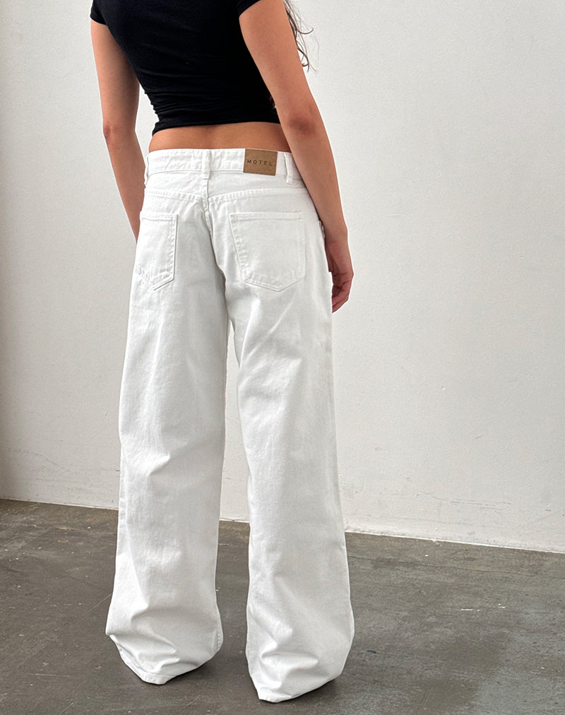 Low Rise Roomy Jeans in True White-Nico Sky
