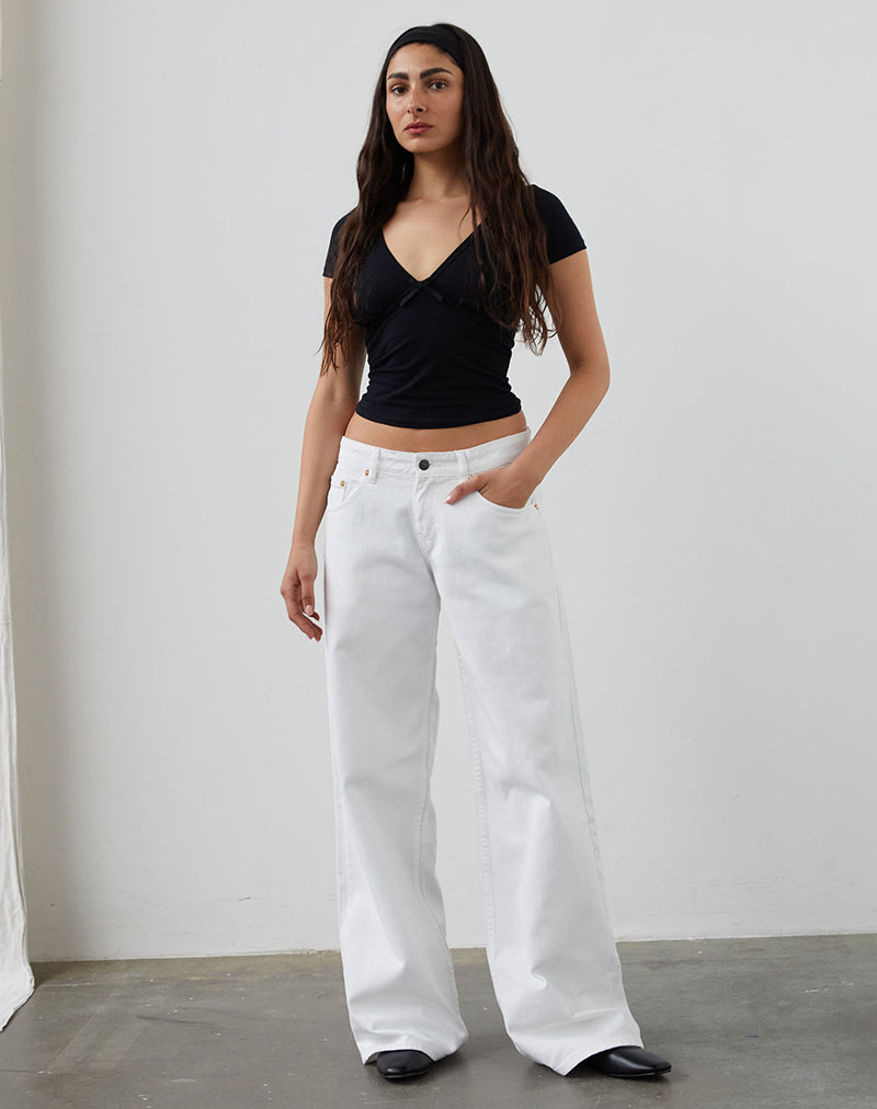 Low Rise Roomy Jeans in True White-Nico Sky