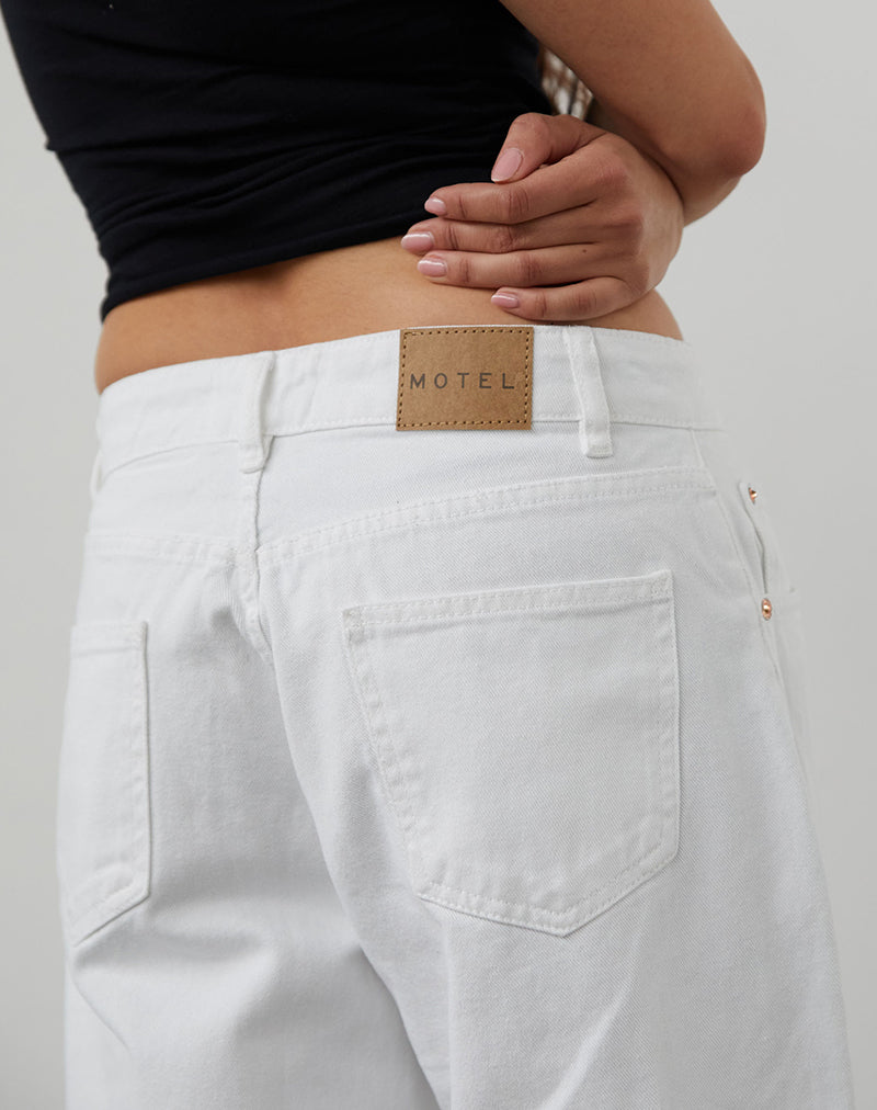 Low Rise Roomy Jeans in True White-Nico Sky