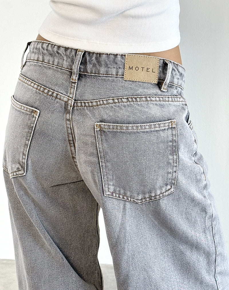 Roomy Extra Wide Low Rise Jeans in Grey Wash-Nico Sky