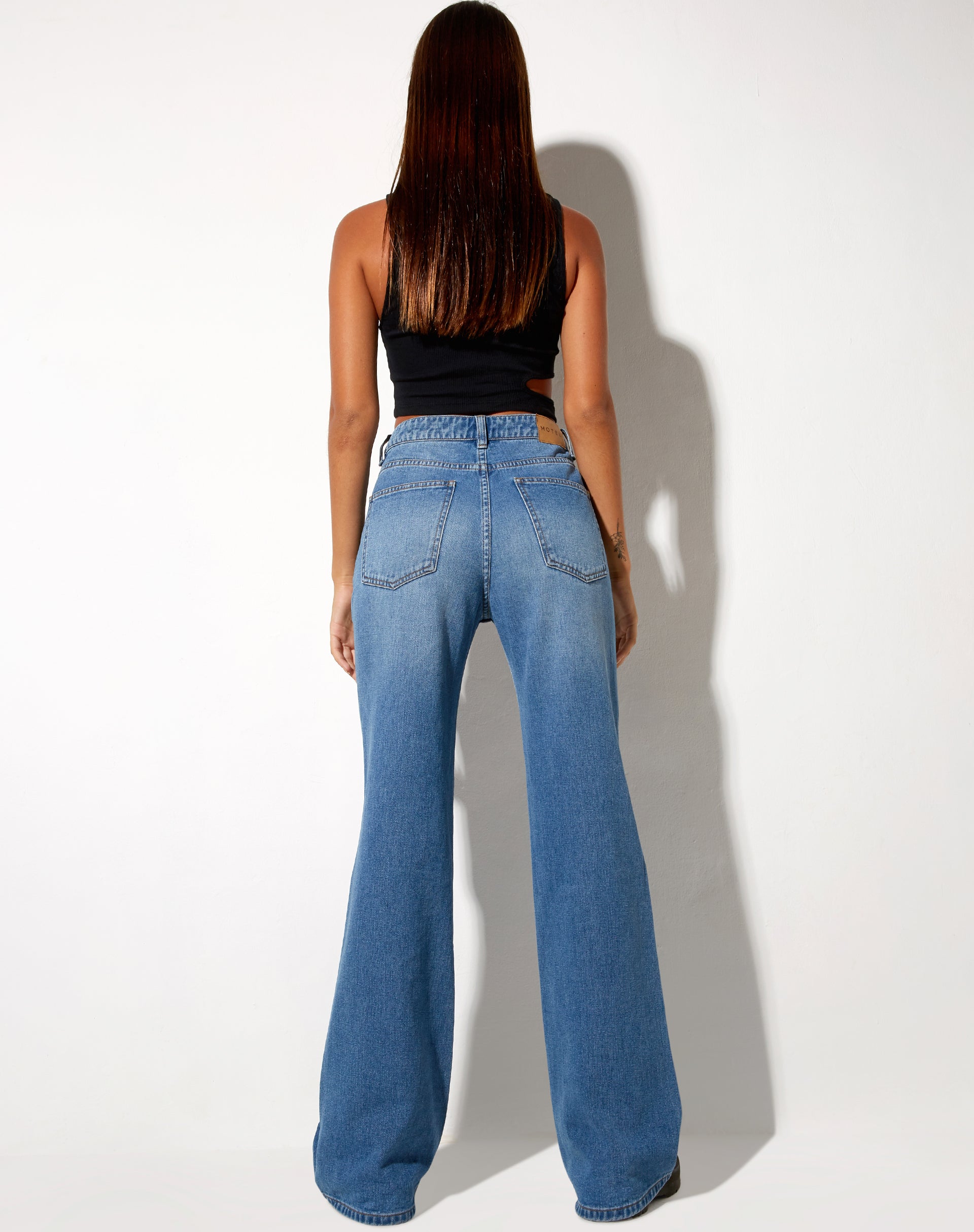 Low Slung Jeans in Blue Wash-Nico Sky