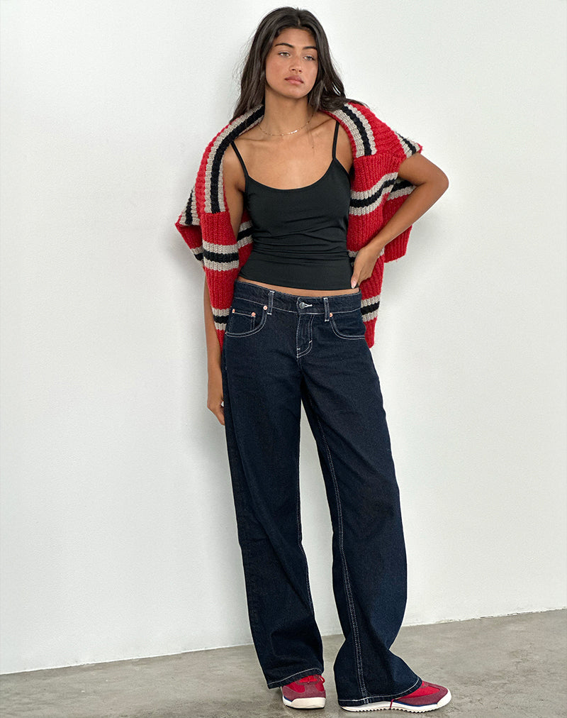 Low Rise Parallel Jeans in Indigo with Contrast Stitch-Nico Sky