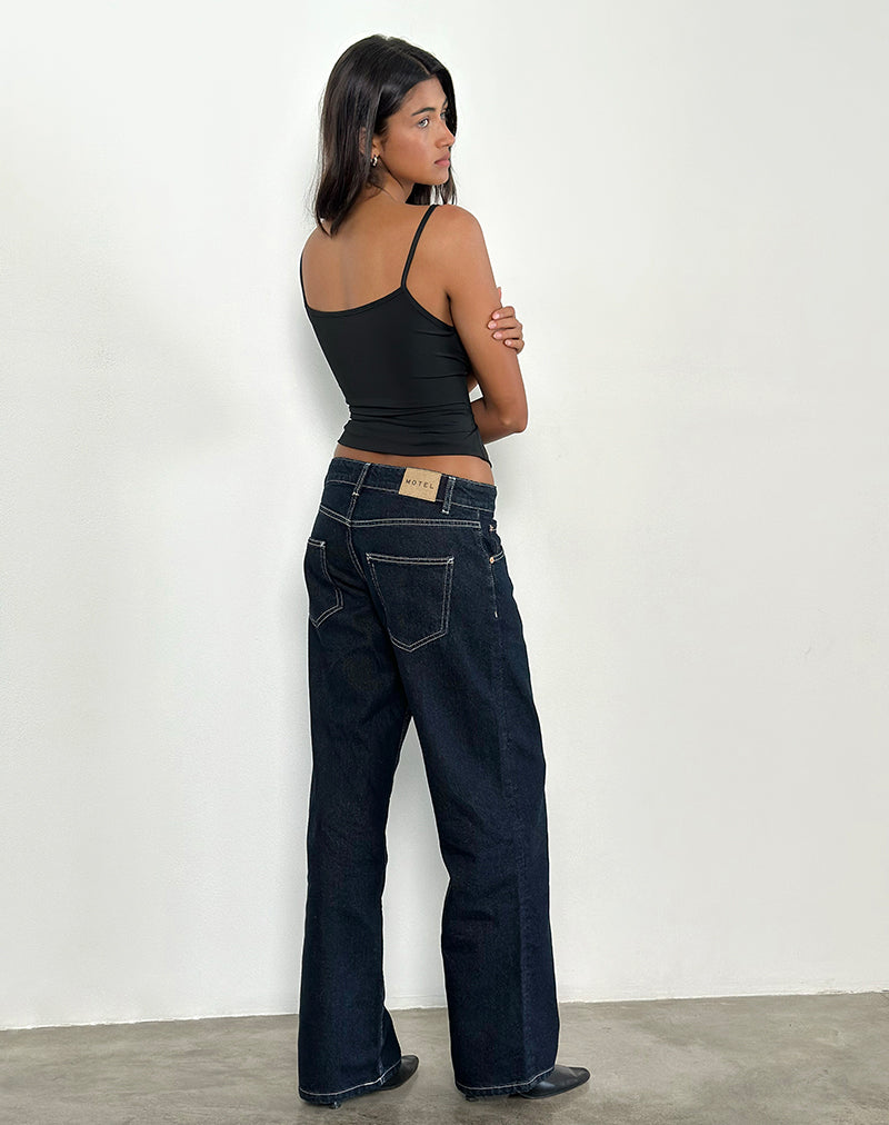 Low Rise Parallel Jeans in Indigo with Contrast Stitch-Nico Sky