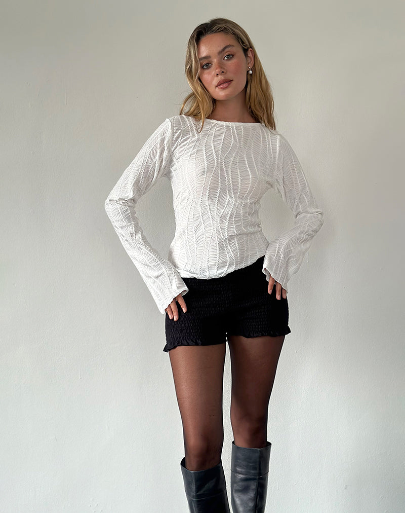 Lucca Ripple Top Jacquard White-Nico Sky