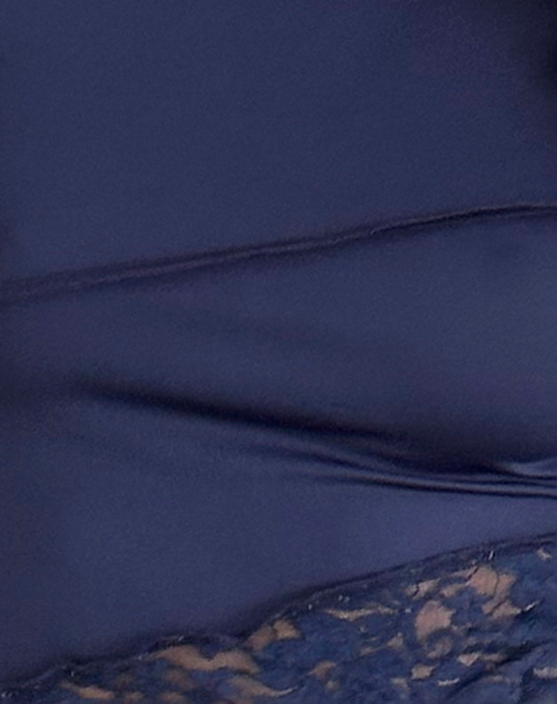 Lucca Long Sleeve Top in Slinky Lace Navy Blue-Nico Sky