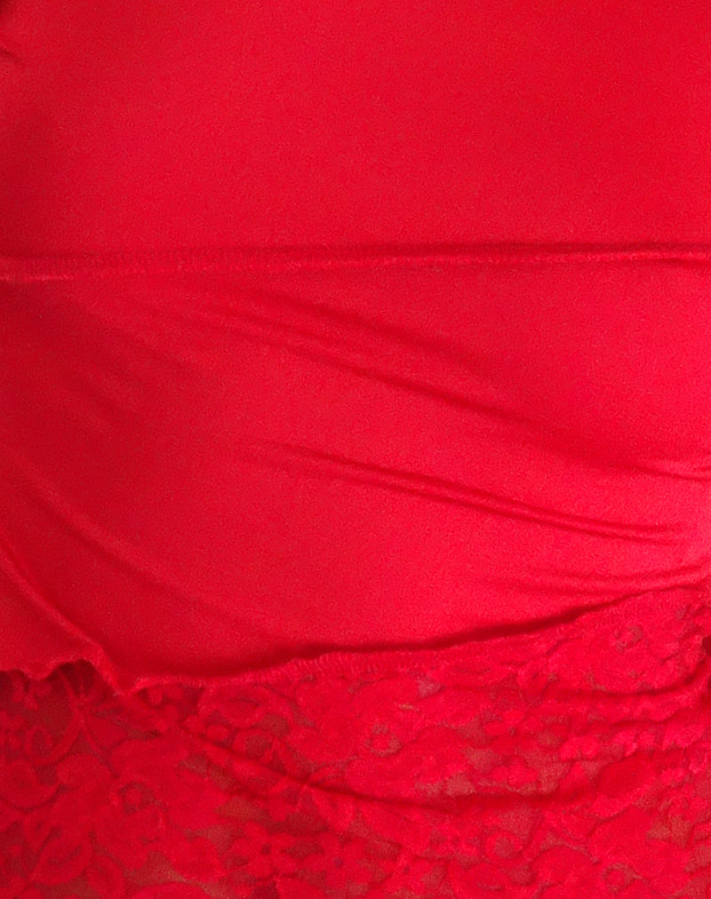 Lucca Long Sleeve Top in Slinky Lace Red-Nico Sky