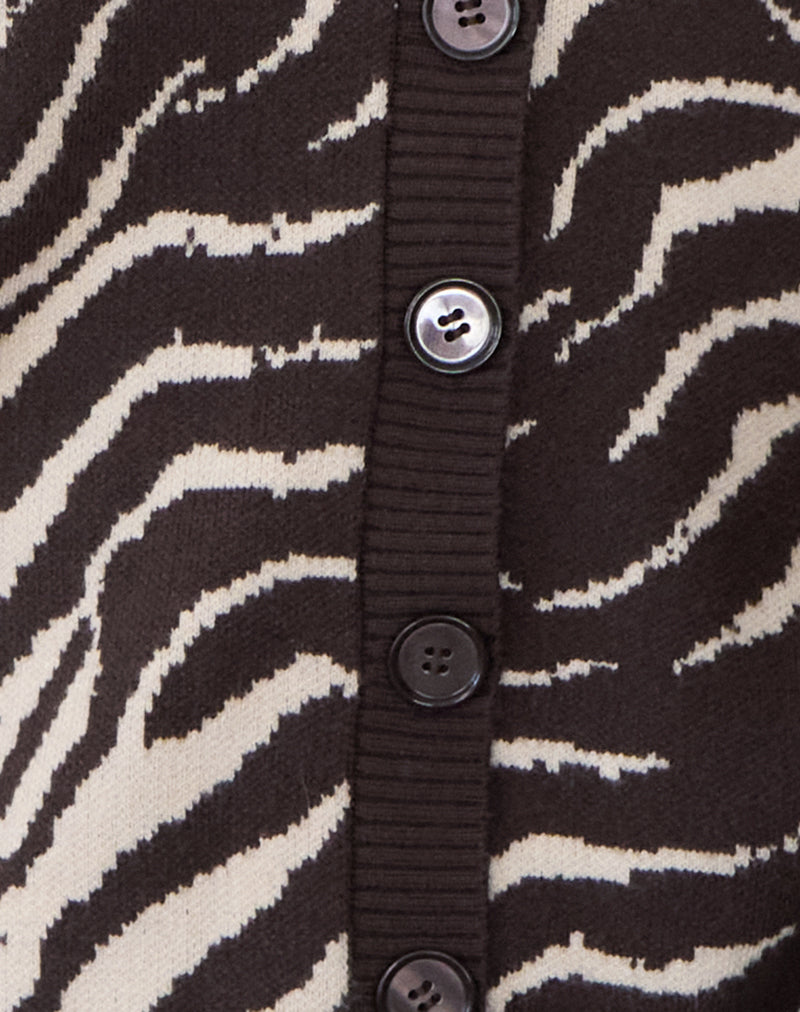 Luceta Knitted Cardigan in Wild Animal-Nico Sky