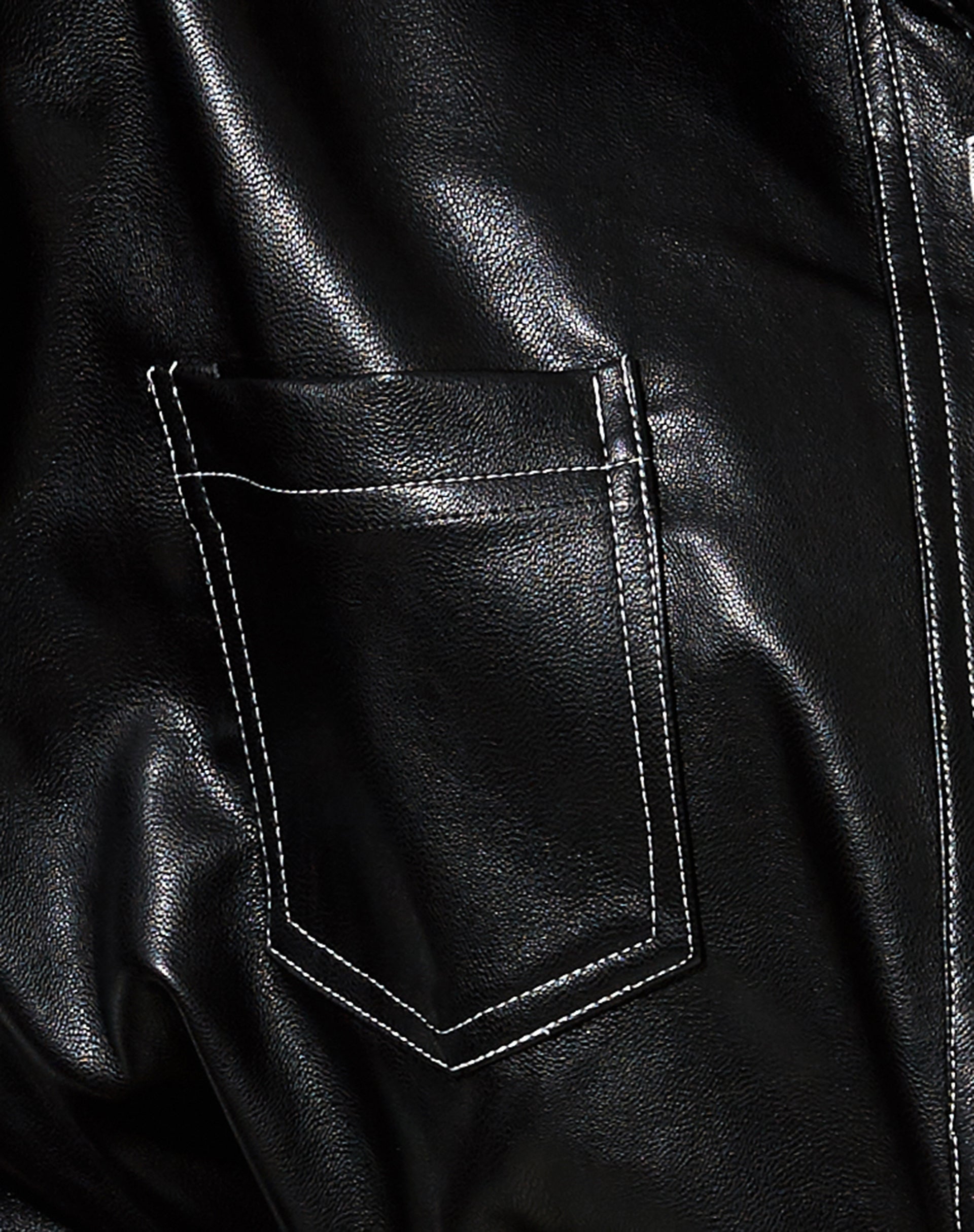 Lumberjack Shirt in PU Black with White Stitch-Nico Sky