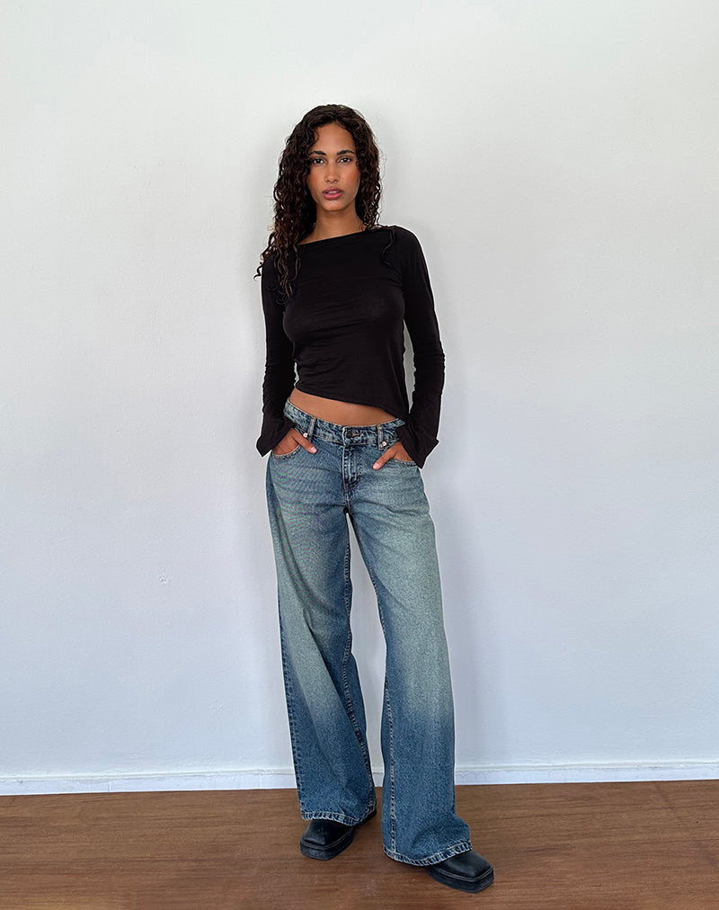 Lunica Long Sleeve Top in Tissue Jersey Black-Nico Sky