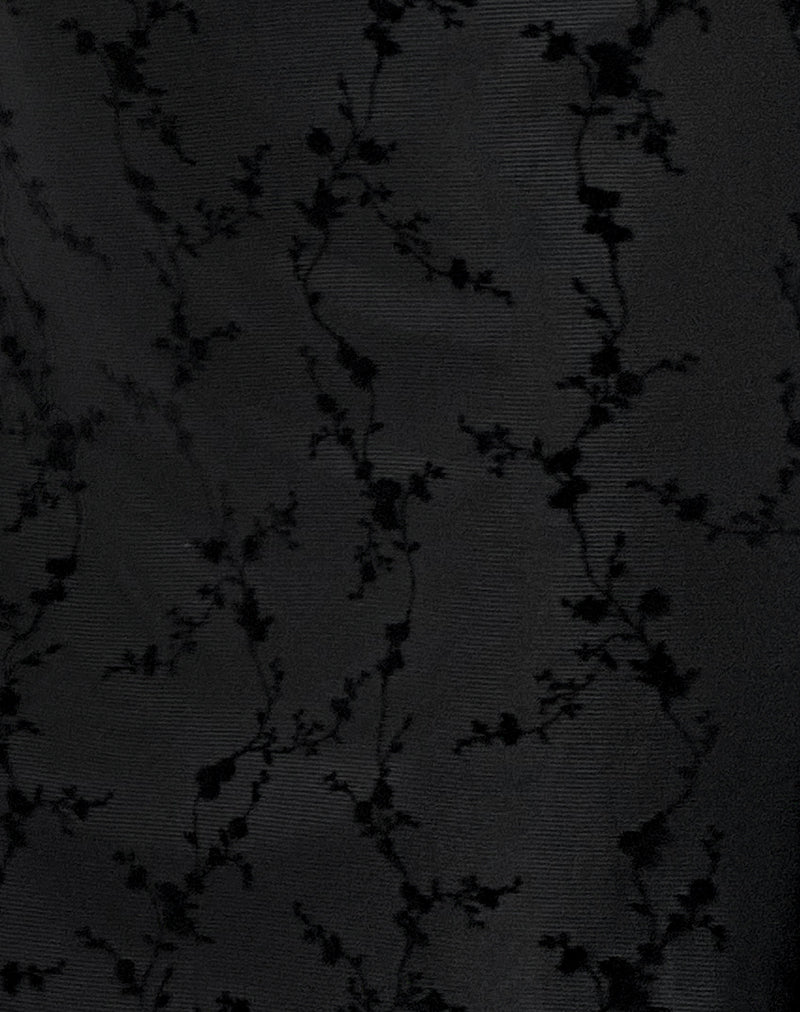 Luth Mini Dress in Vine Flower Black-Nico Sky