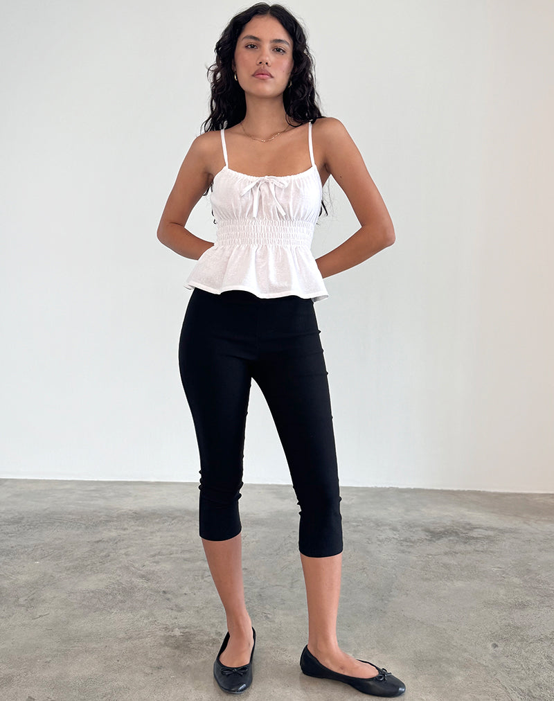 Lyncia Tie Front Cami Top in Off White-Nico Sky