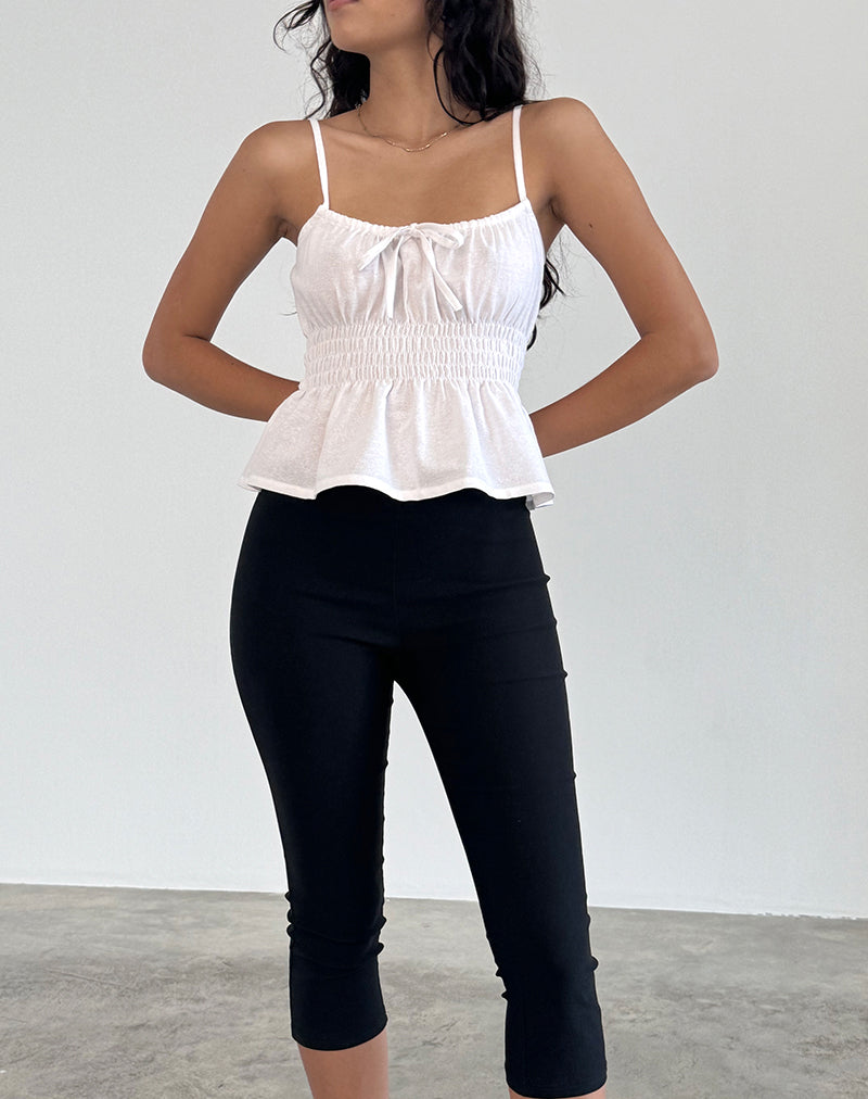 Lyncia Tie Front Cami Top in Off White-Nico Sky