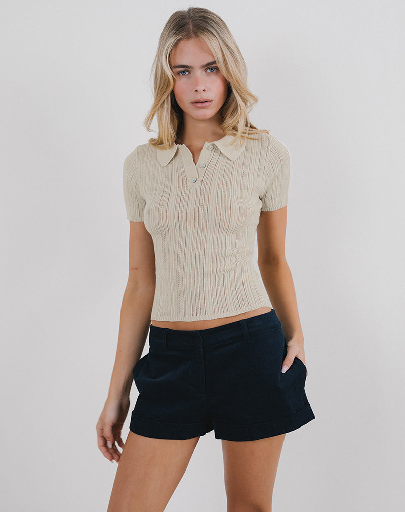 Lynetta Top in Cream-Nico Sky