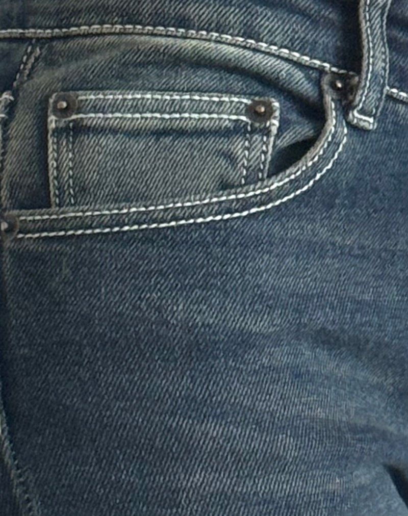 Low Rise Bootleg Jeans in Heavy Stitch Vintage Indigo-Nico Sky