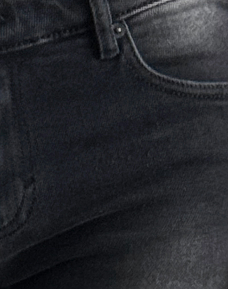 Low Rise Flared Jeans in Extreme Black-Nico Sky