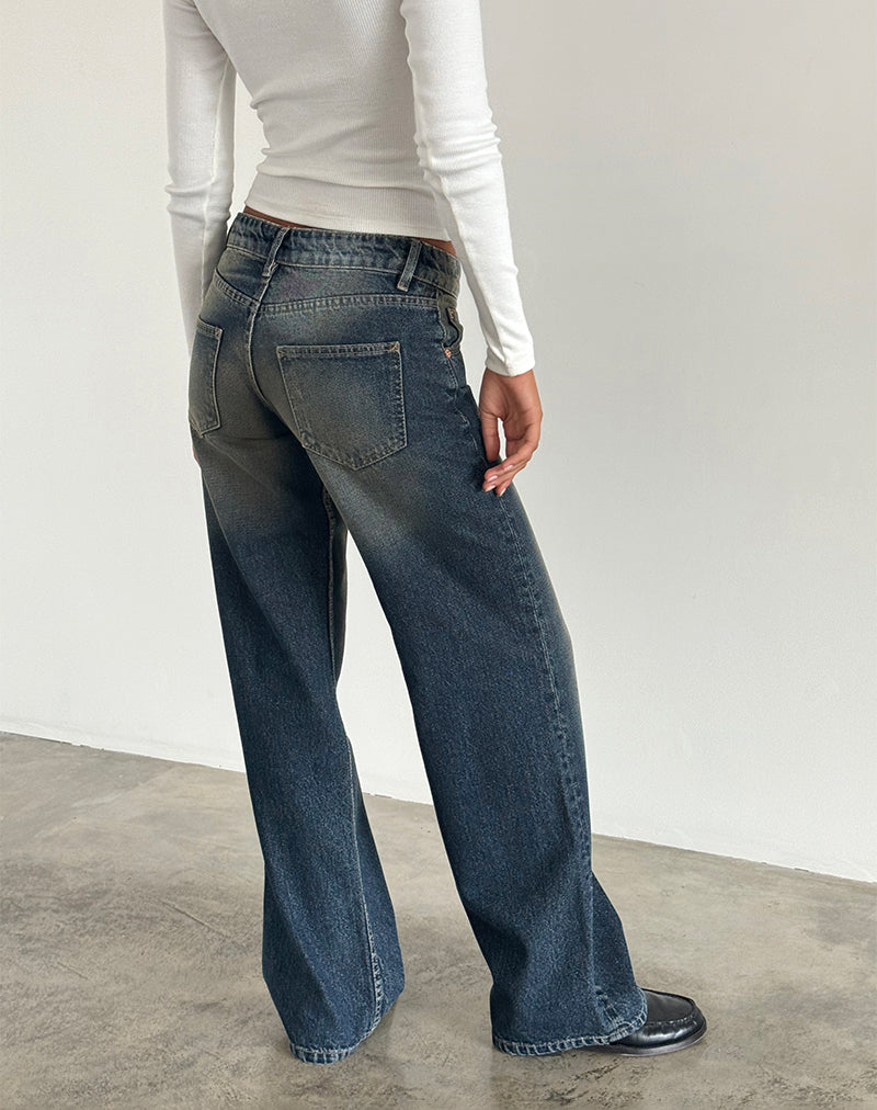 Low Rise Parallel Jeans in Amber Wash-Nico Sky