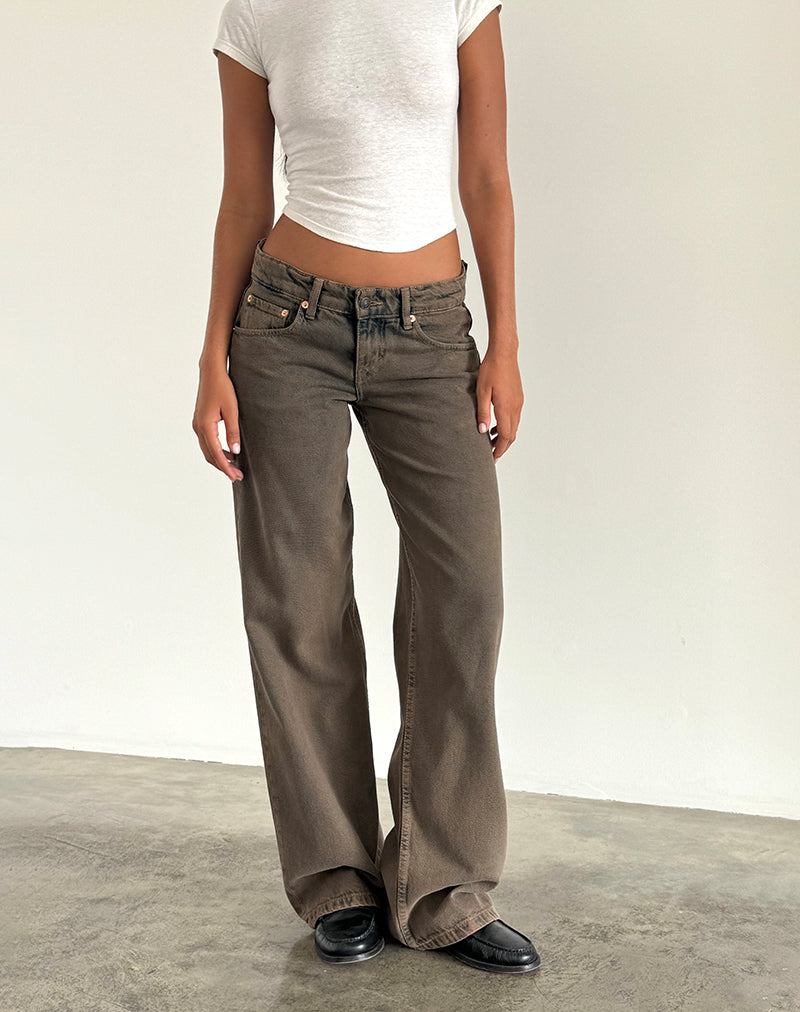 Low Rise Parallel Jeans in Dark Sand-Nico Sky