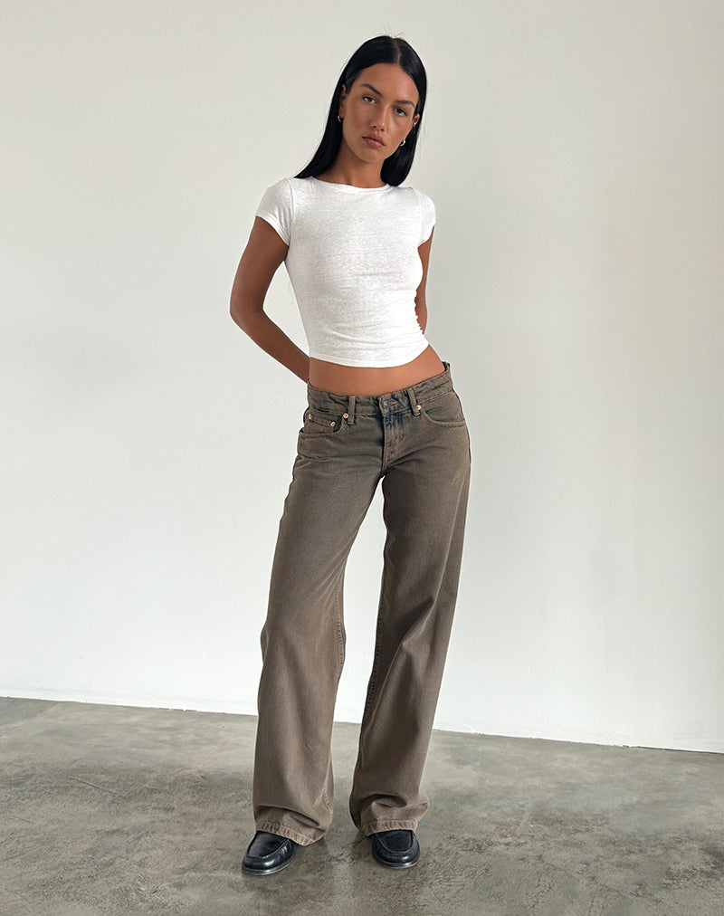 Low Rise Parallel Jeans in Dark Sand-Nico Sky