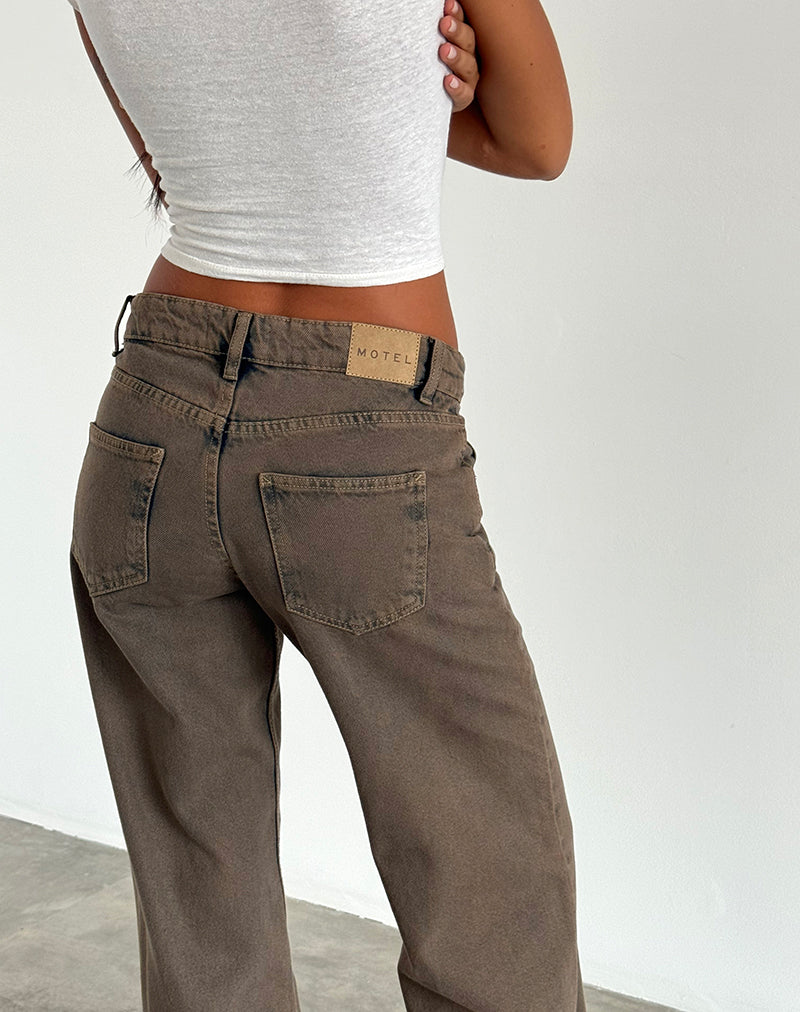 Low Rise Parallel Jeans in Dark Sand-Nico Sky