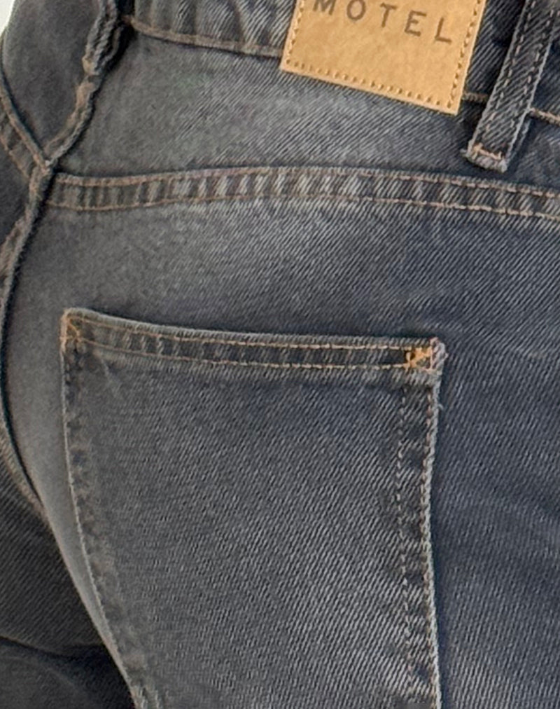 Low Rise Parallel Jeans in Grey Used Bleach-Nico Sky