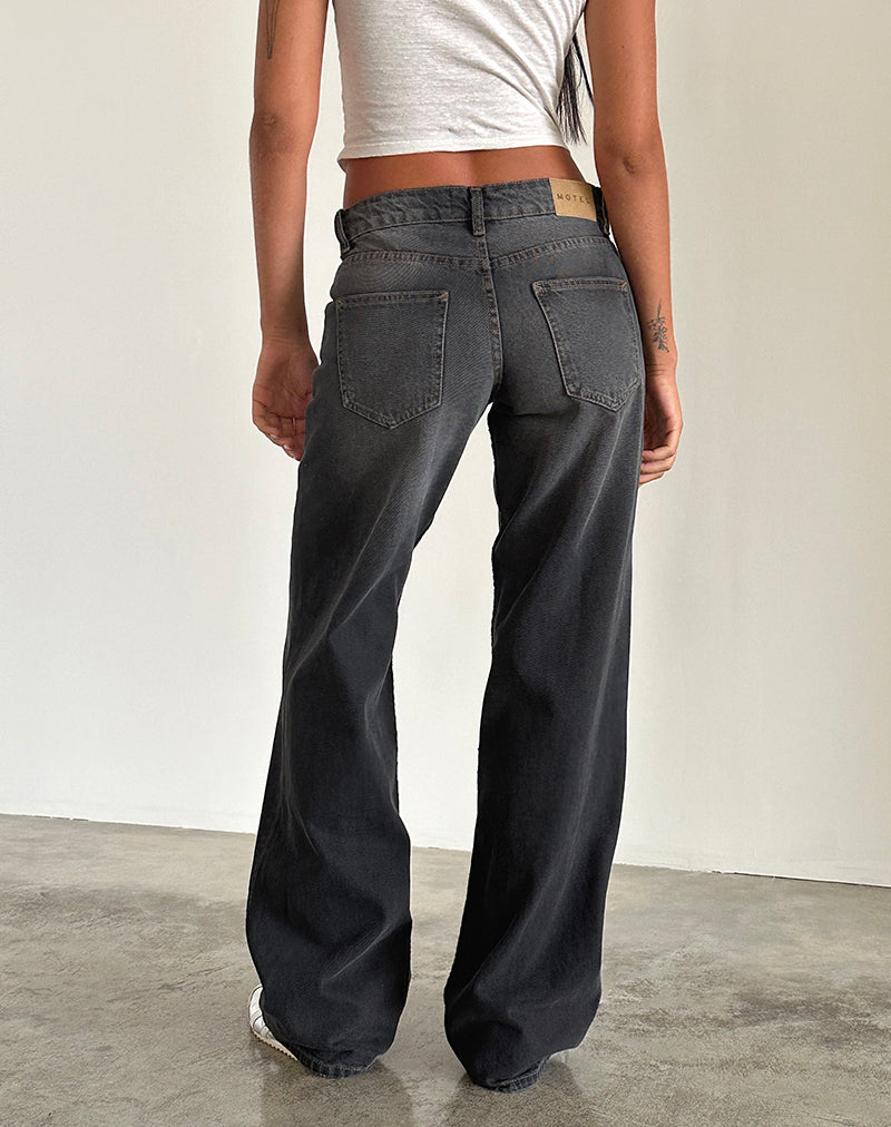 Low Rise Parallel Jeans in Grey Used Bleach-Nico Sky