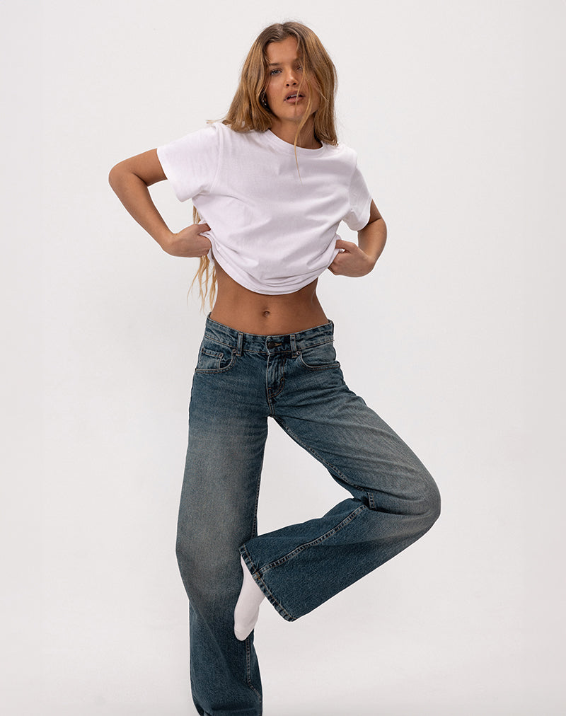 Low Rise Parallel Jeans in Steel Blue-Nico Sky