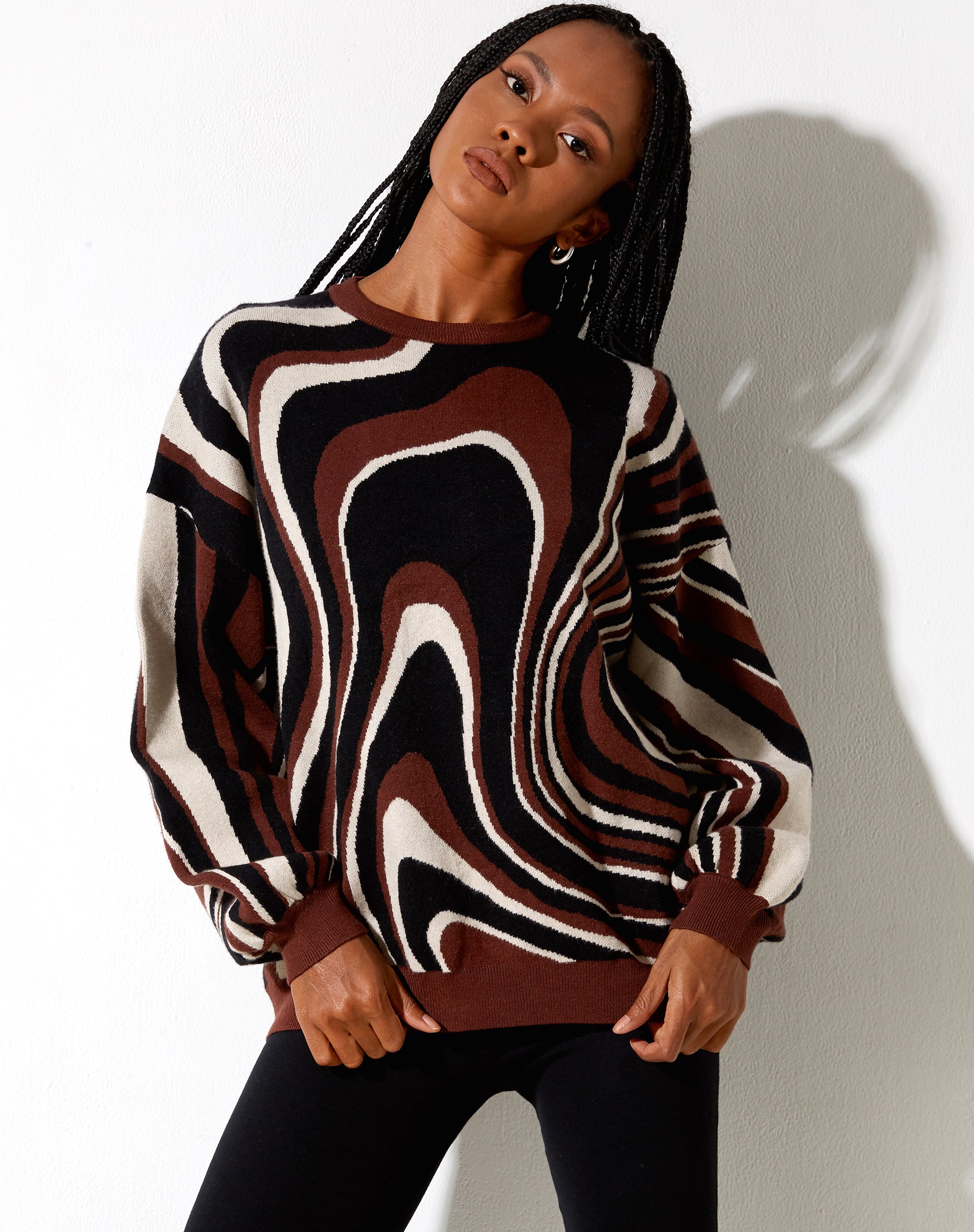 Mably Jumper in Mega Ripple Brown-Nico Sky