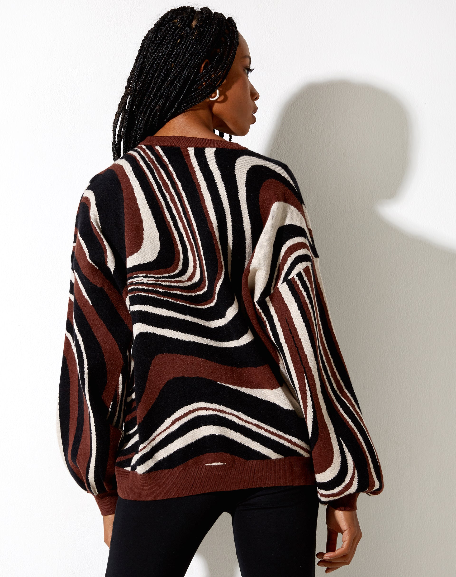 Mably Jumper in Mega Ripple Brown-Nico Sky