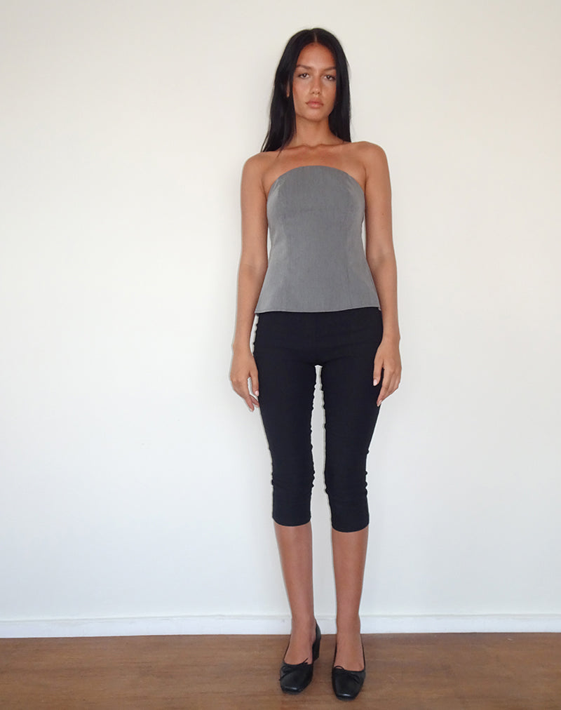 Mairi Longline Bandeau Top in Charcoal Tailoring-Nico Sky