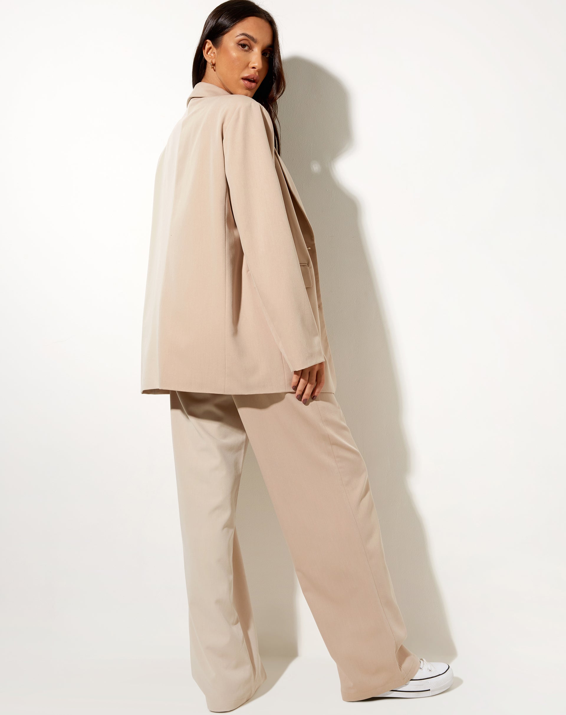 Maiwa Blazer in Contrast Tan and Beige-Nico Sky