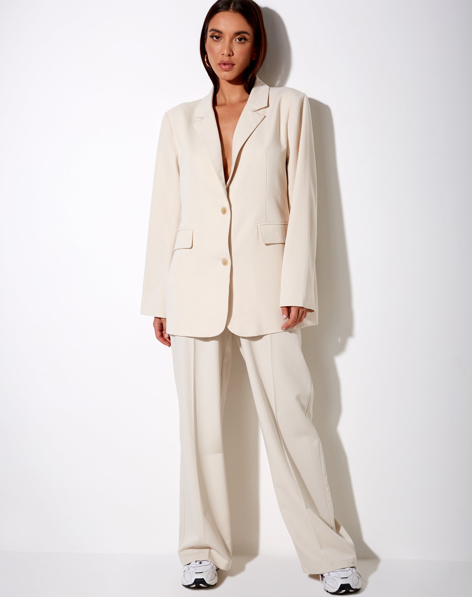 Maiwa Blazer in Cream-Nico Sky