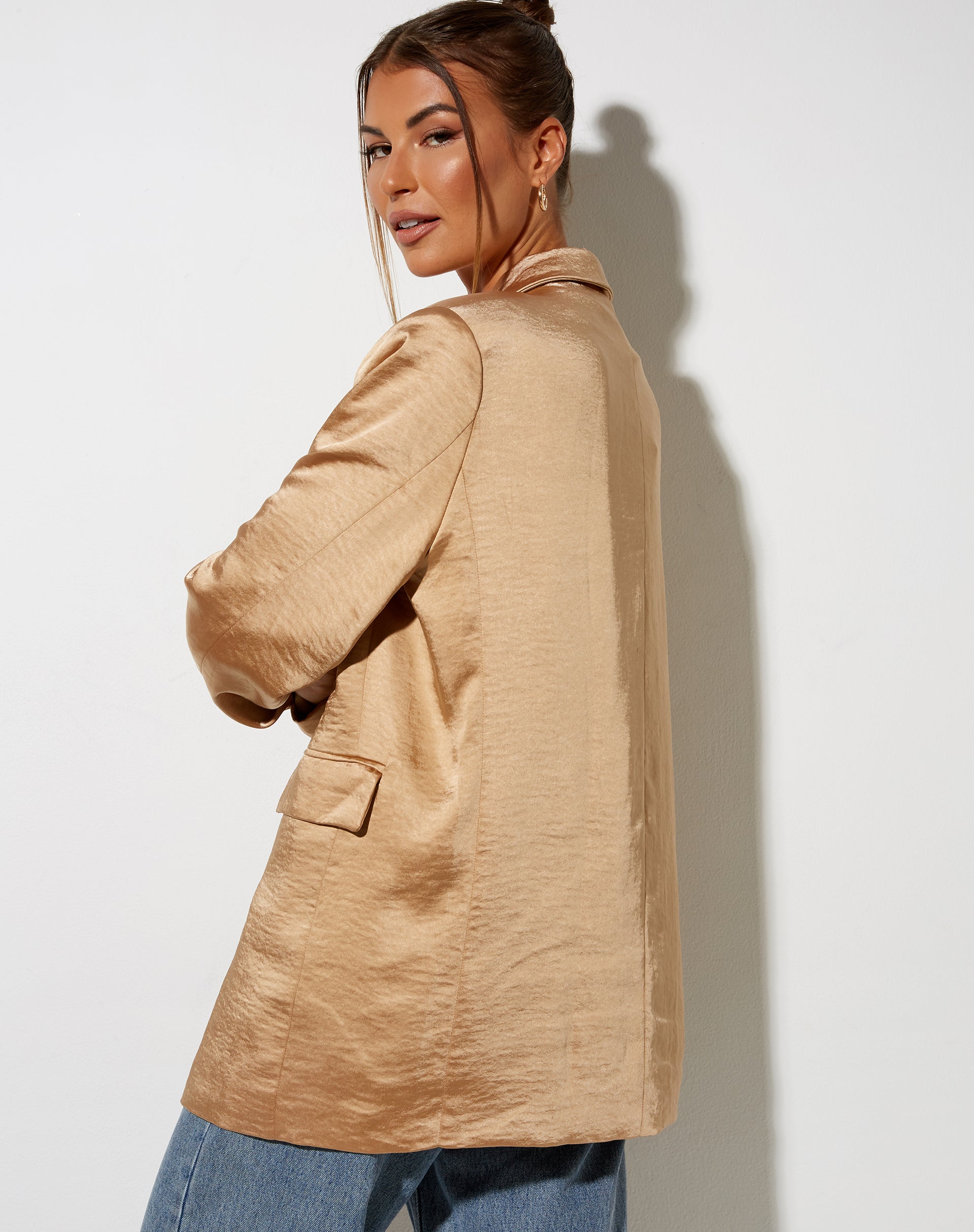 Maiwa Blazer in Satin Golden Sand-Nico Sky
