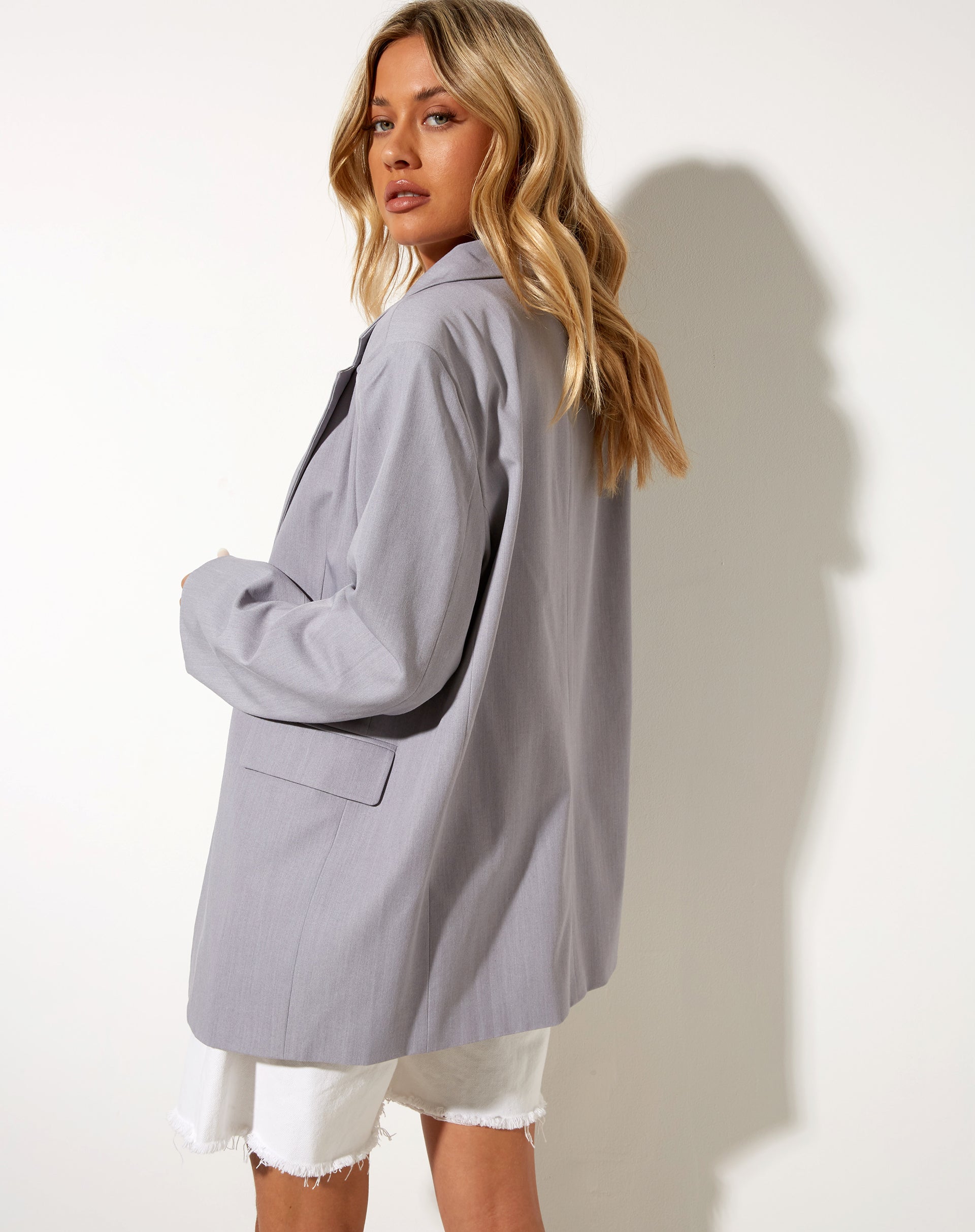 Maiwa Blazer in Silver Grey-Nico Sky