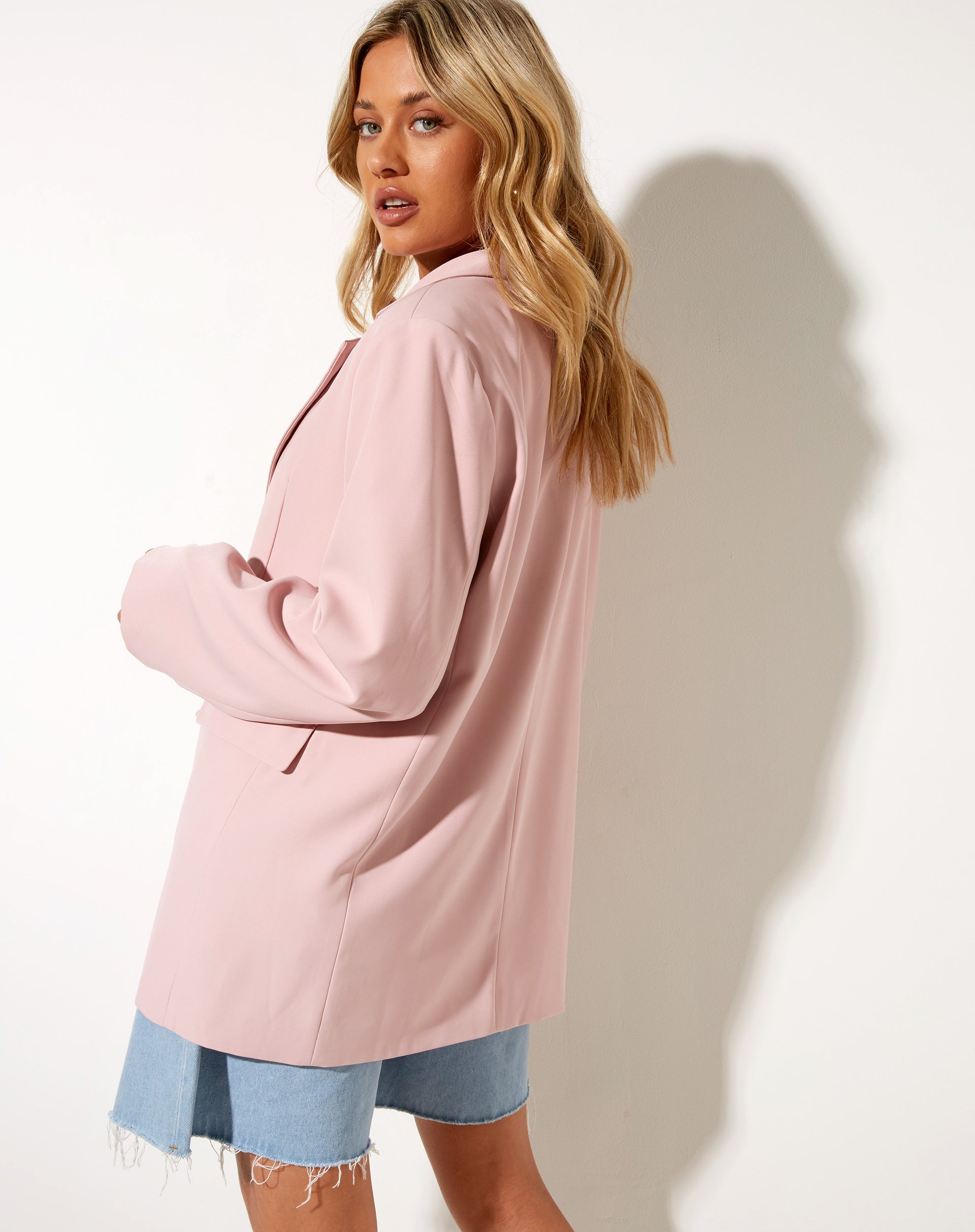 Maiwa Blazer in Soft Pink-Nico Sky