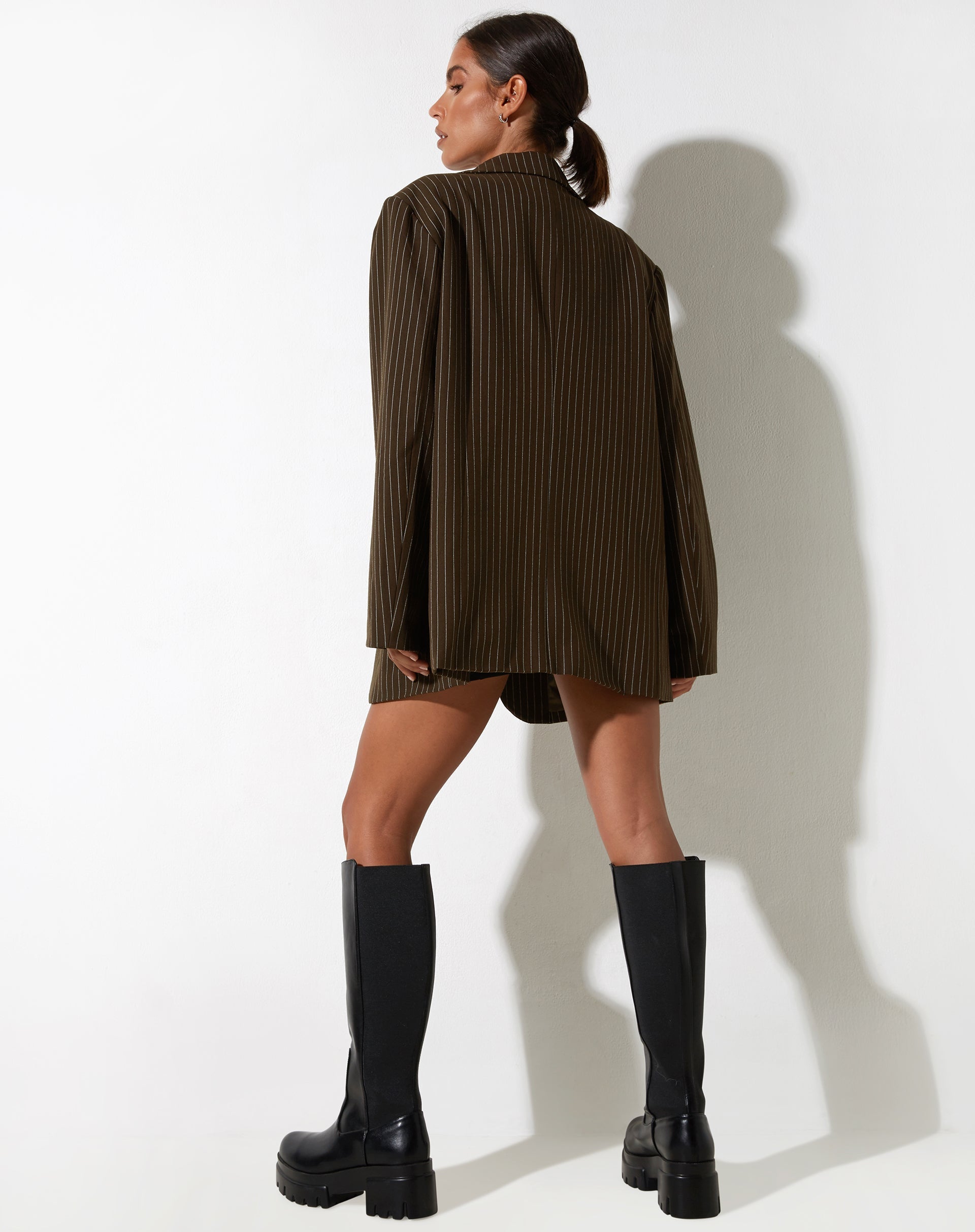 Maiwa Blazer in Pinstripe Brown-Nico Sky