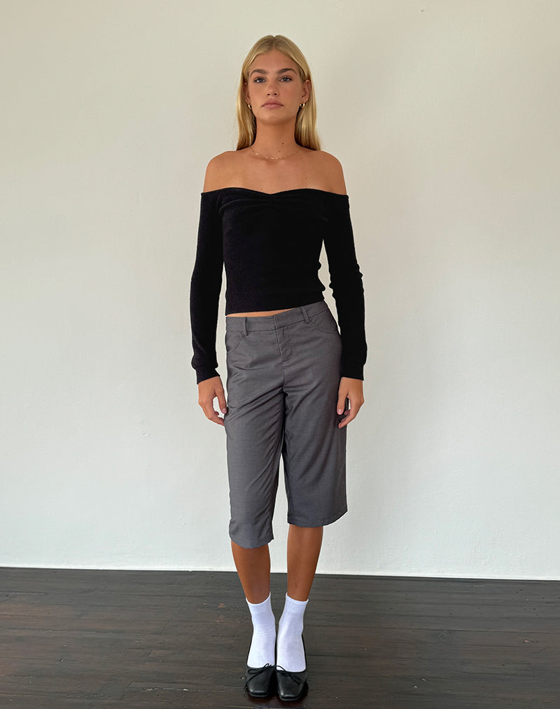 Makena Bardot Jumper in Brushed Black-Nico Sky