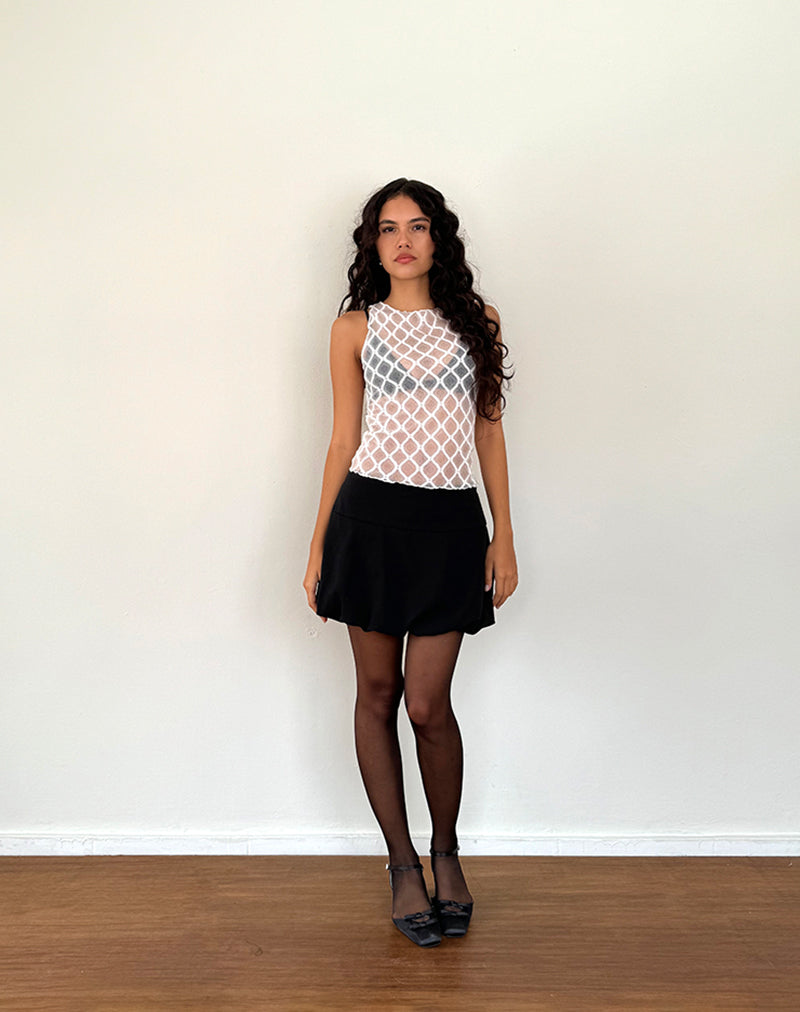 Maloe Lace Patterned Tank Top in White-Nico Sky