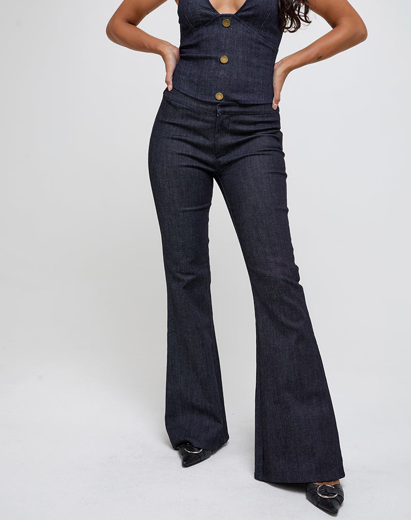 Malvinas Trousers in Dark Denim Indigo-Nico Sky