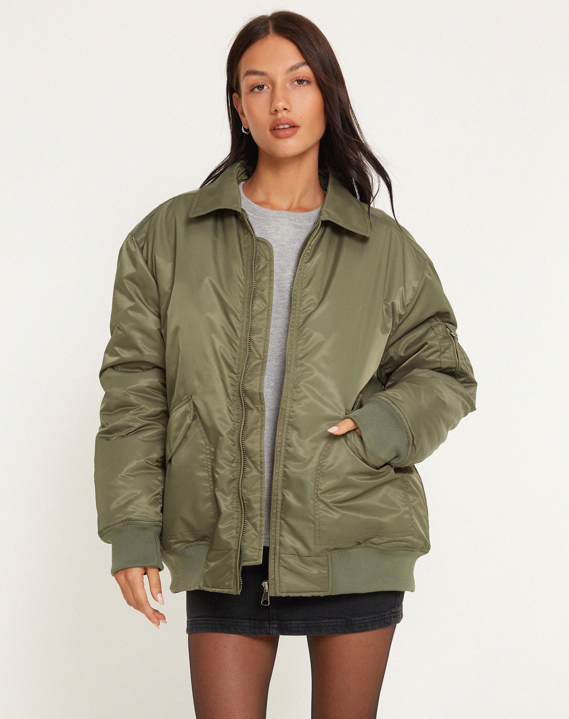 Manik Jacket in Khaki Green-Nico Sky