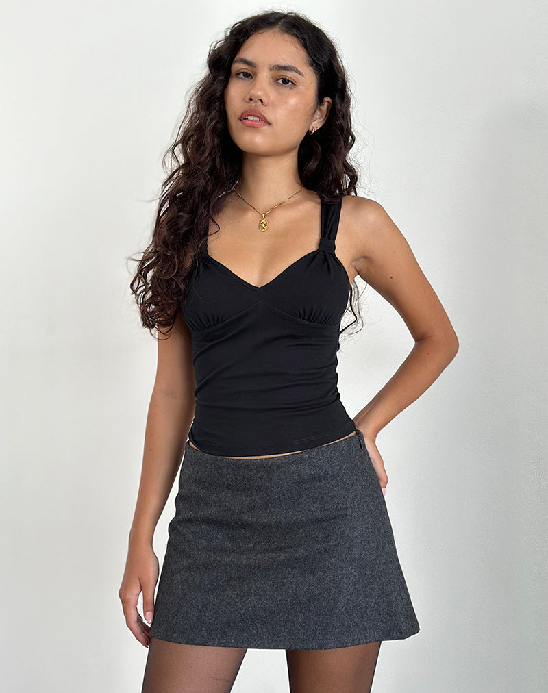 Mantha Knot Shoulder Top in Black-Nico Sky