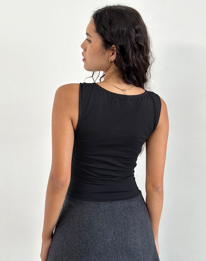 Mantha Knot Shoulder Top in Black-Nico Sky