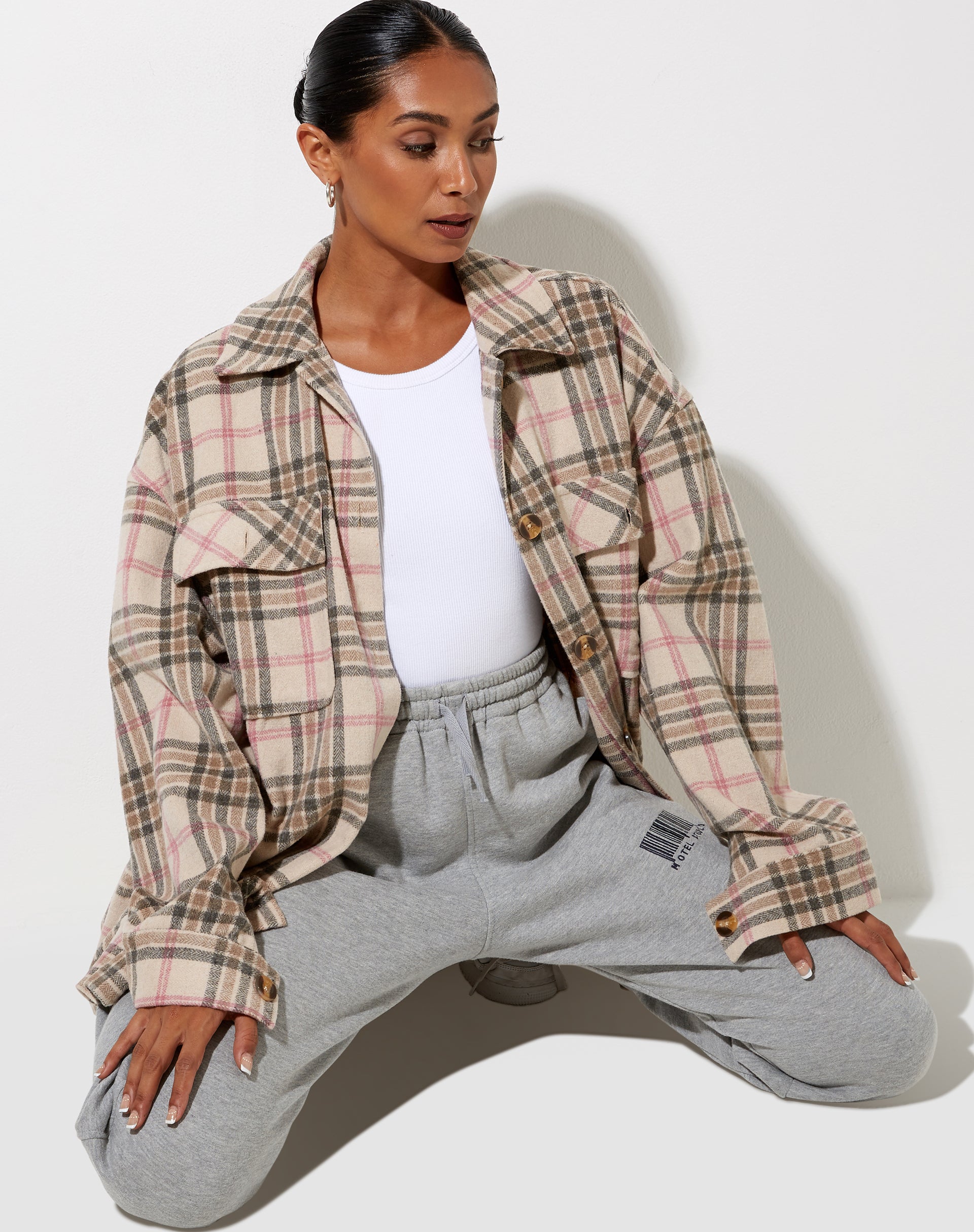 Marcel Shirt in Big Check Pink White Tan-Nico Sky