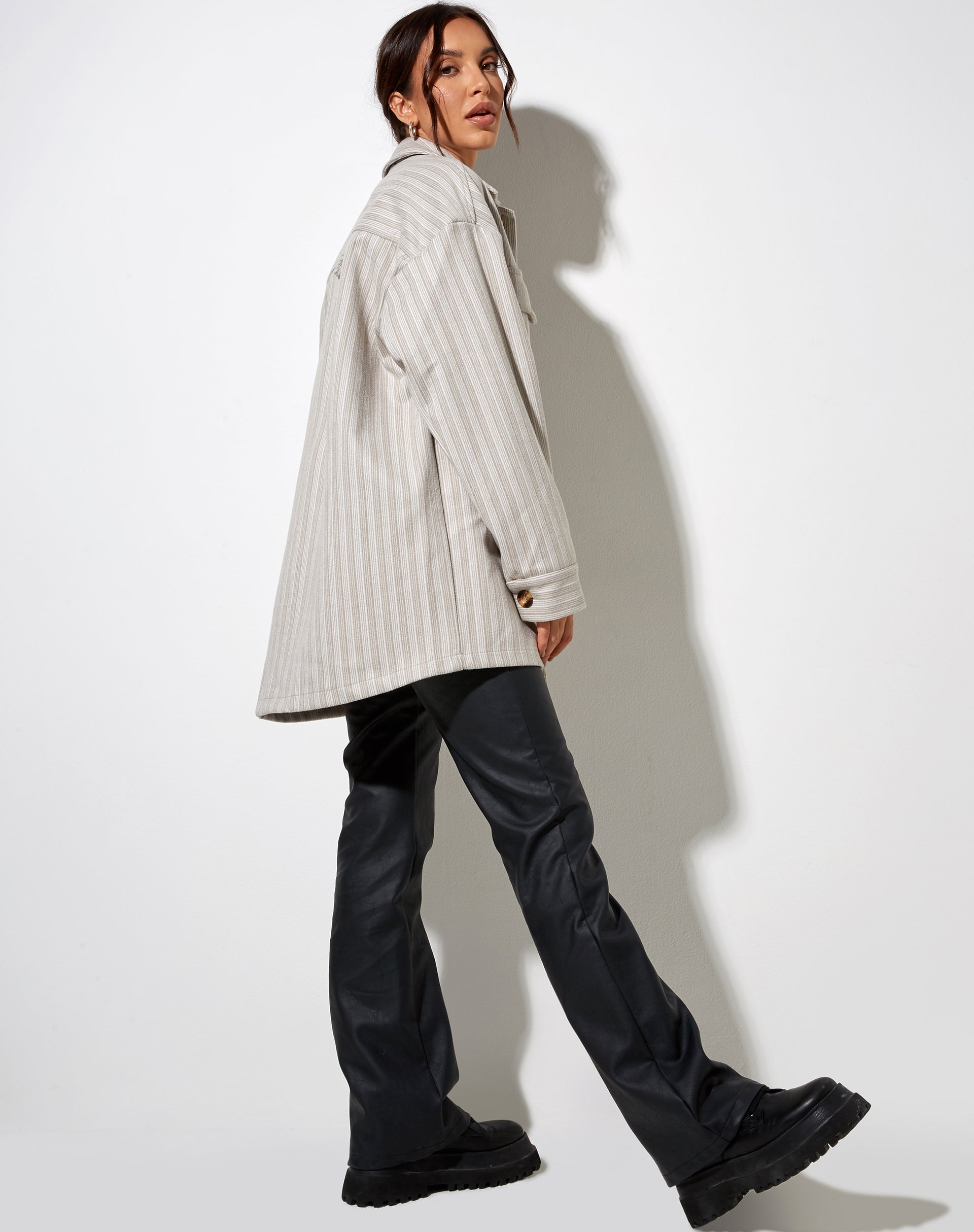 Marcella Shirt in Stripe Tonal Grey-Nico Sky
