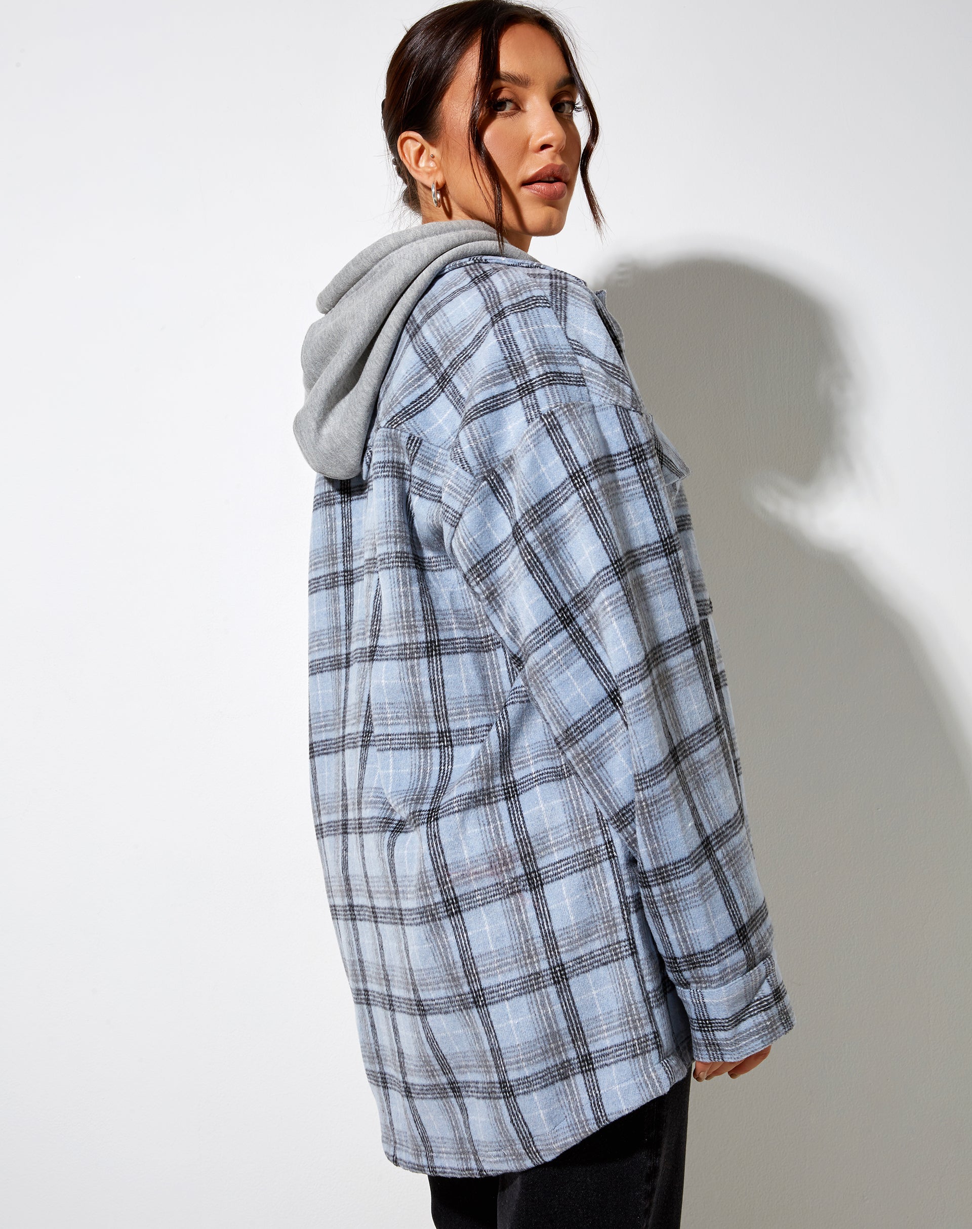 Marcella Shirt in Blue and Black Check-Nico Sky