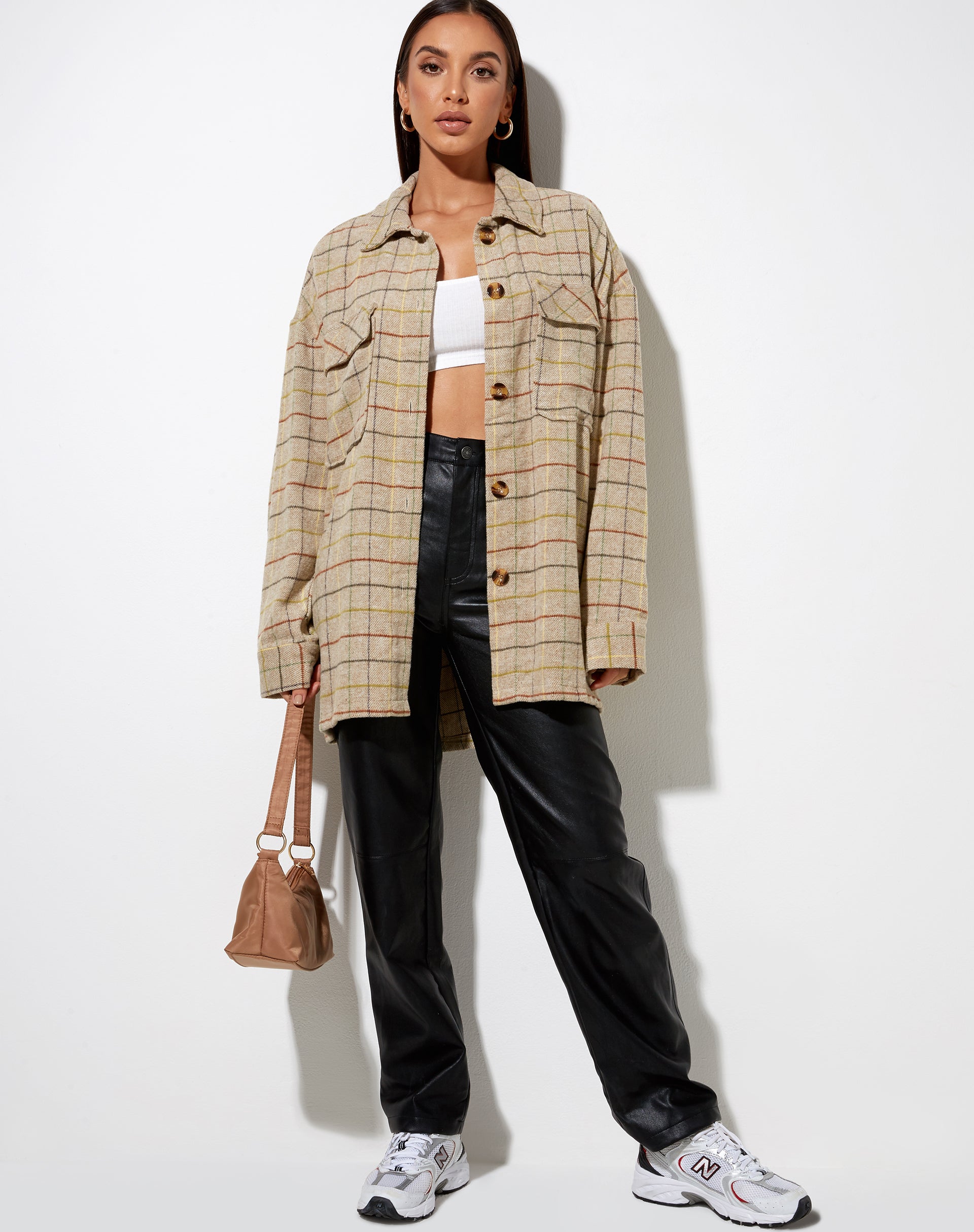 Marcella Shirt in Check Brown Yellow Green-Nico Sky