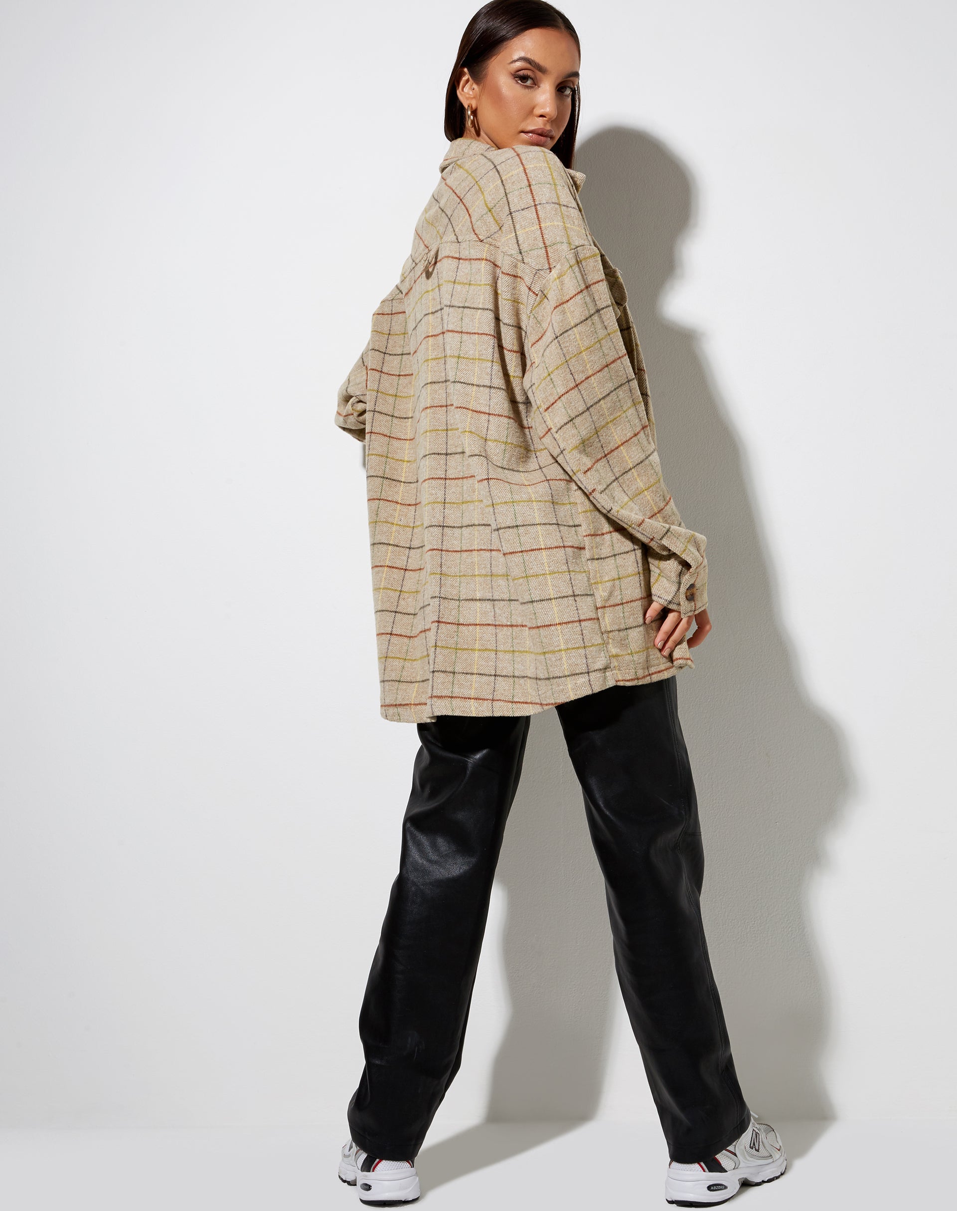 Marcella Shirt in Check Brown Yellow Green-Nico Sky
