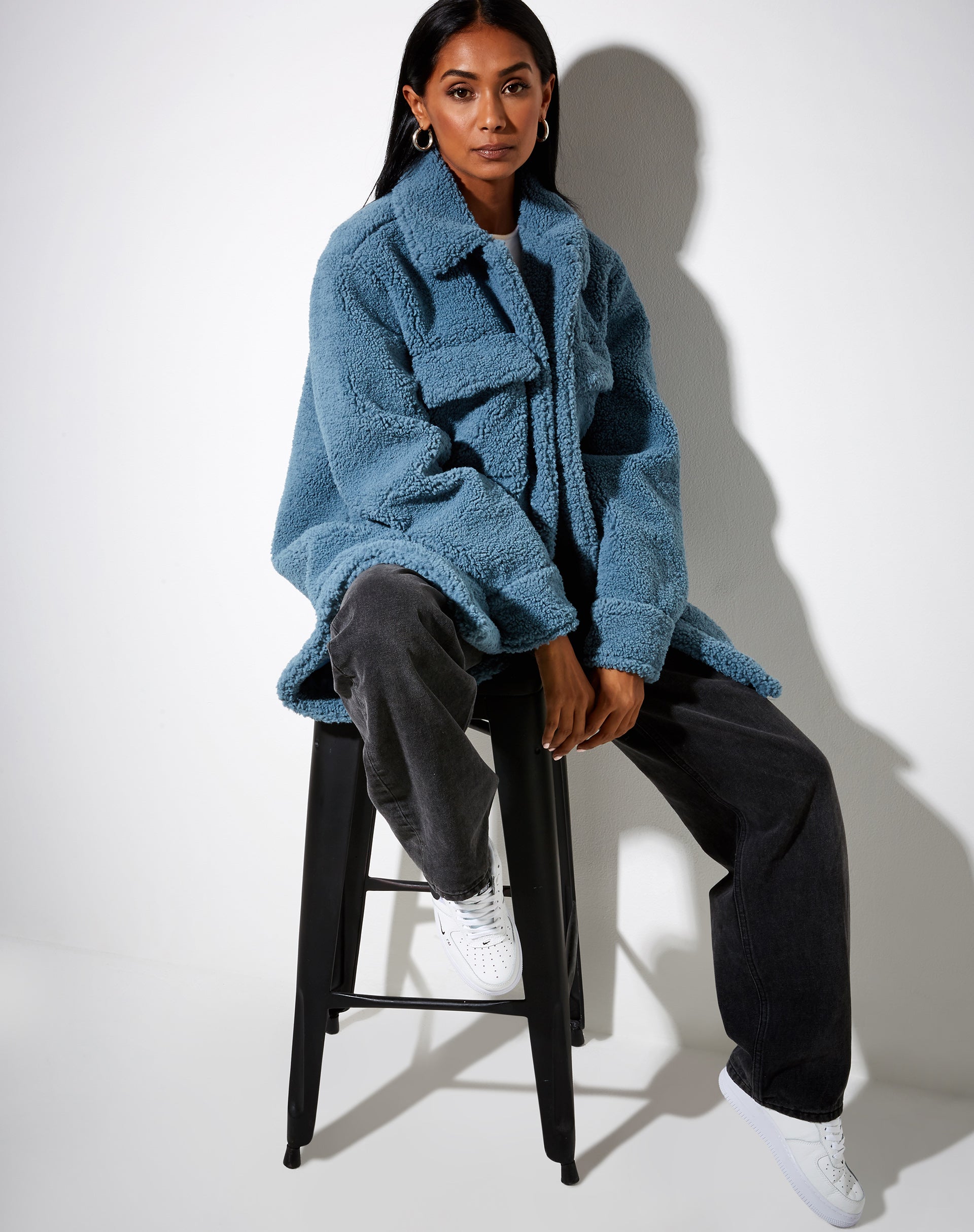 Marcella Shirt in Borg Slate Blue-Nico Sky