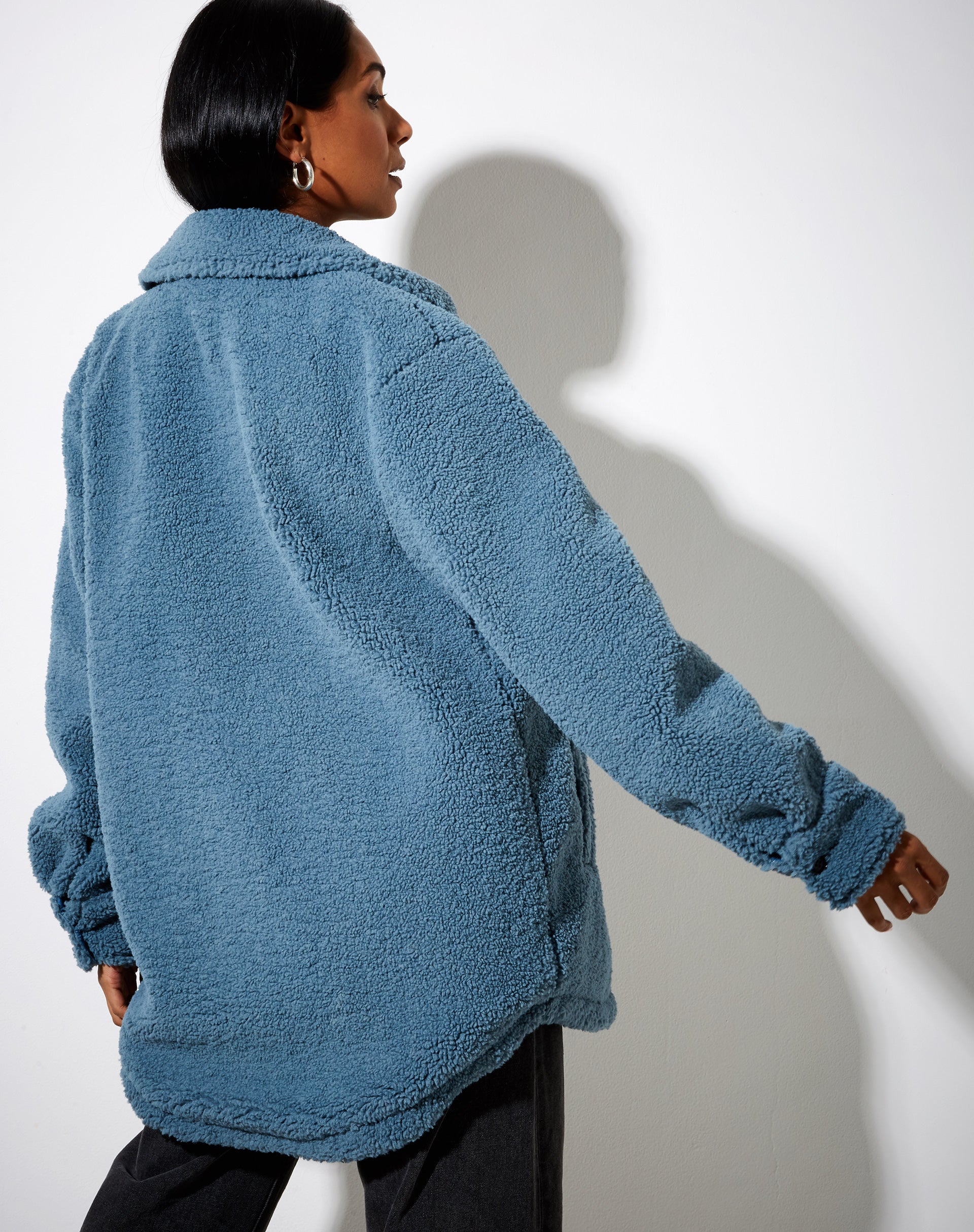 Marcella Shirt in Borg Slate Blue-Nico Sky