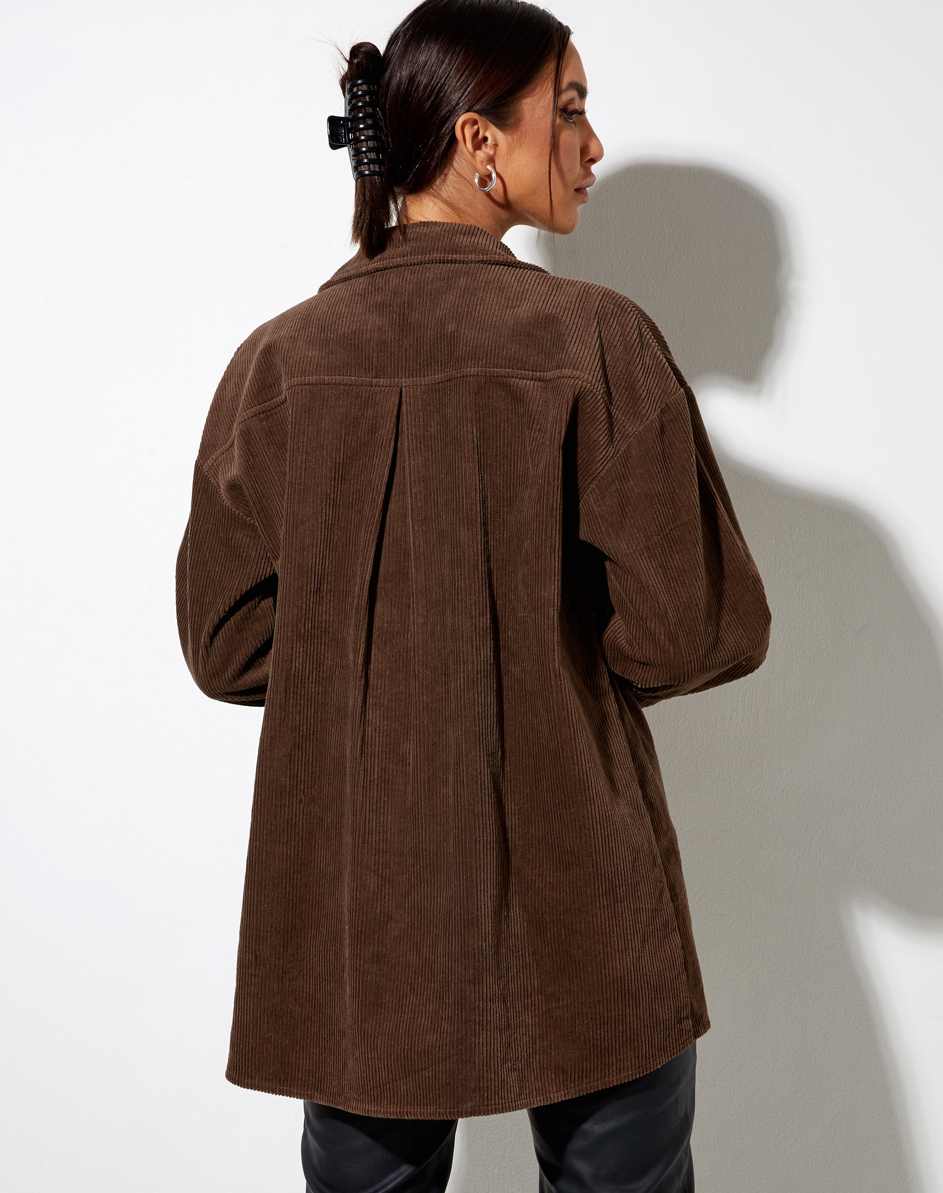 Marcy Shirt in Corduroy Brown-Nico Sky